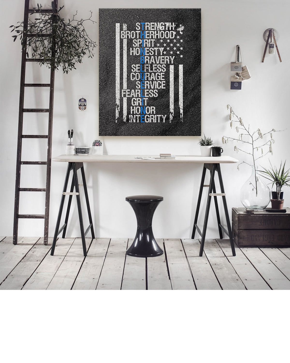 Thin Blue Line Wall Art Print - Law Enforcement Prints - Police Officer Gifts - Police Academy Graduation - Police Officer Wall Decor - Law Enforcement Appreciation Gift