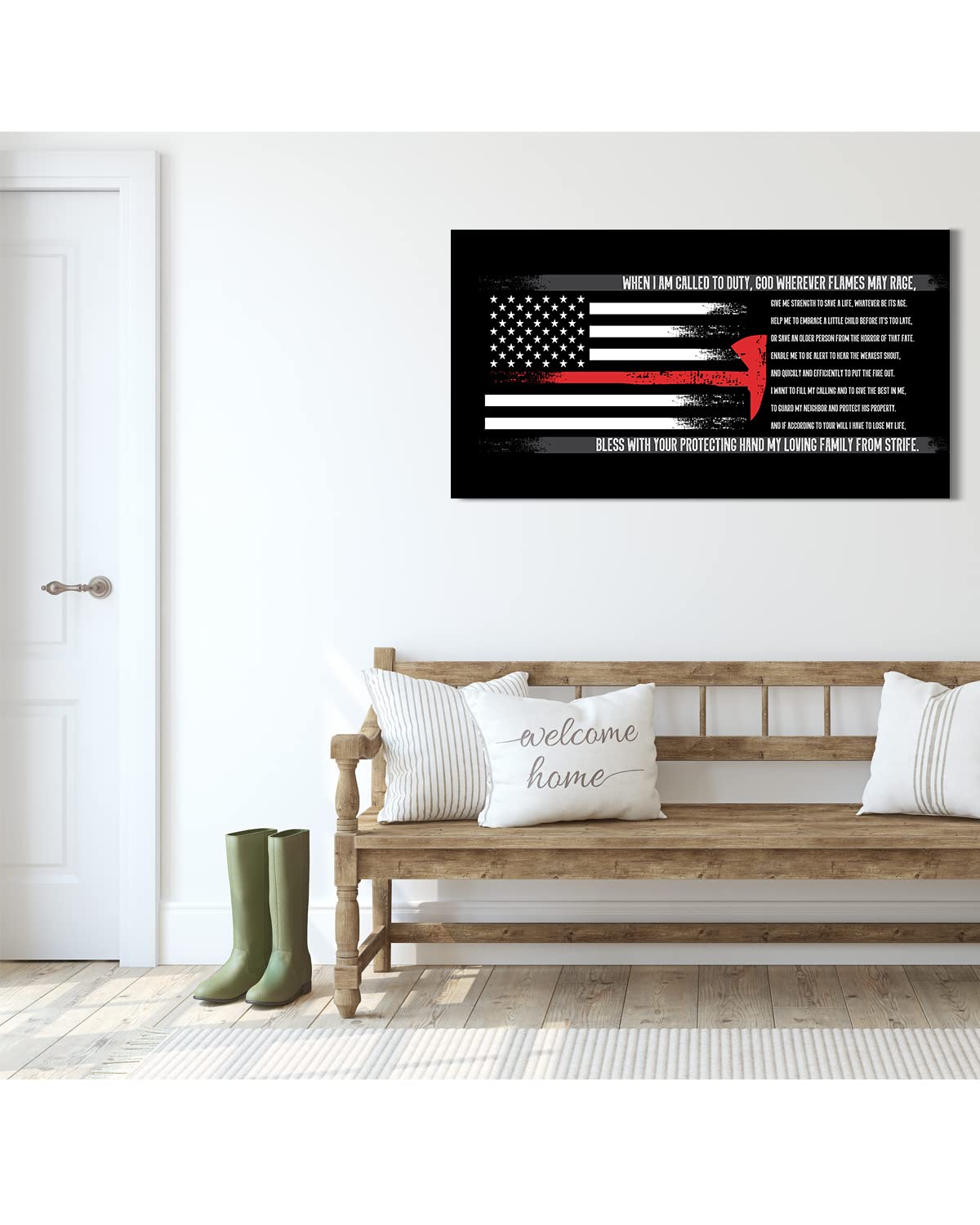 Firefighter's Prayer - Firefighter Gifts - First Responder Gifts - Appreciation Decor - Thin Red Line Flag - Gifts for Firemen or Women - First Responder Decor -