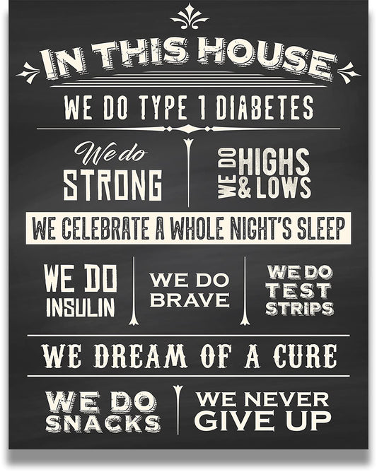 Type One Diabetes Awareness - In This House Wall Art - Diabetes Canvas - Diabetic Wall Decor - Type 1 Diabetes Art - Diabetes Gifts