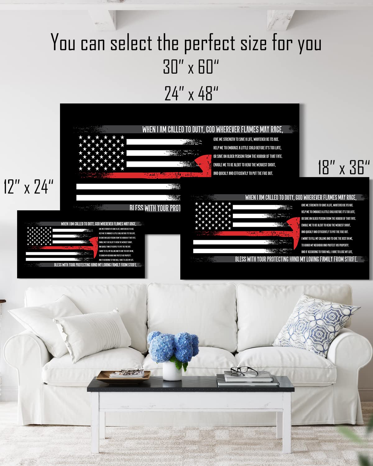 Firefighter's Prayer - Firefighter Gifts - First Responder Gifts - Appreciation Decor - Thin Red Line Flag - Gifts for Firemen or Women - First Responder Decor -