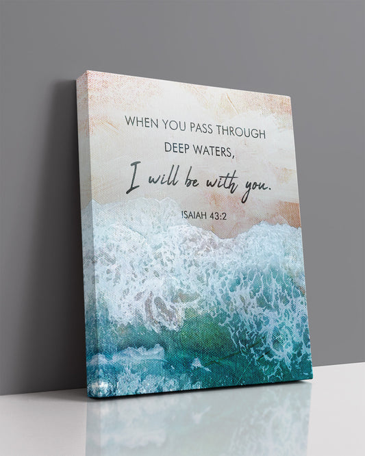 Govivo I Will Be With You Isaiah 43:2 Bible Verse - Christian Wall Art - Minimalist Watercolor Religious Scriptures Wall Decor - Farmhouse Decor