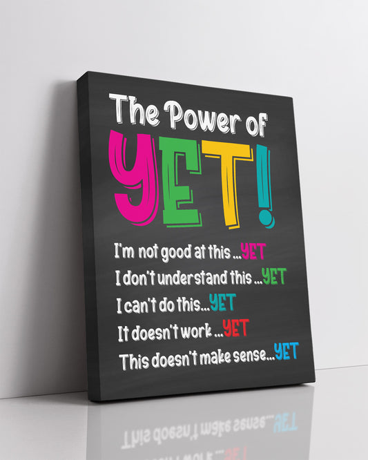 Govivo School Psychologist, Counseling Office Decor - The Power of Yet Mental Health Wall Decor for Kids - Teacher Supplies for Classroom - Room Decor Aesthetic - Bedroom Decor