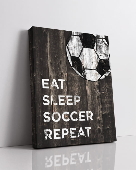 Eat Sleep Soccer Repeat room decor - Sports wall decor for boys and girls - Kids sport bedroom decor - Soccer ball rustic wall art - Thoughtful gift for a coach
