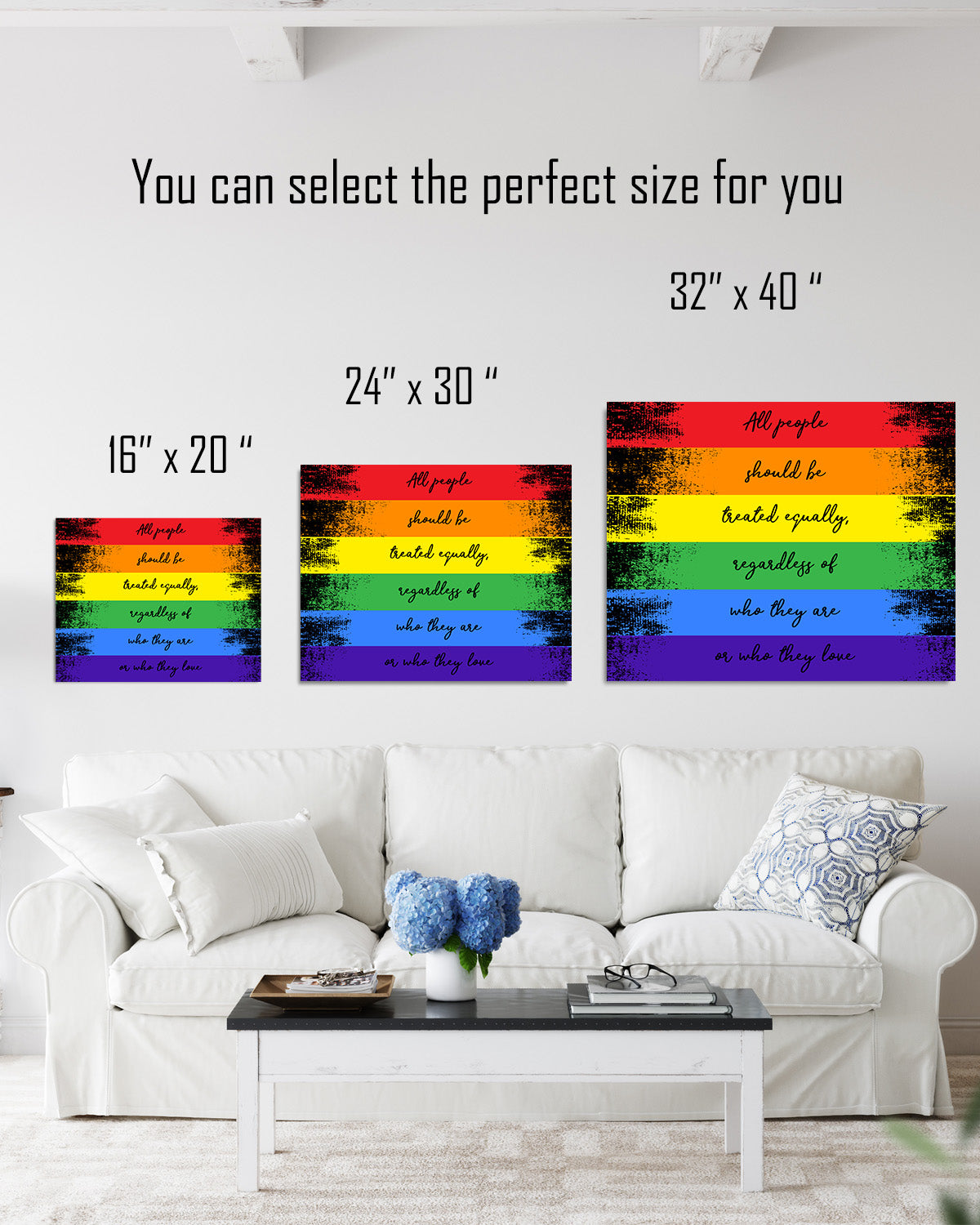 All People Should Be Treated Equally - artwork printed on canvas inspired by the LGBTQ community - great gift for relatives and friends