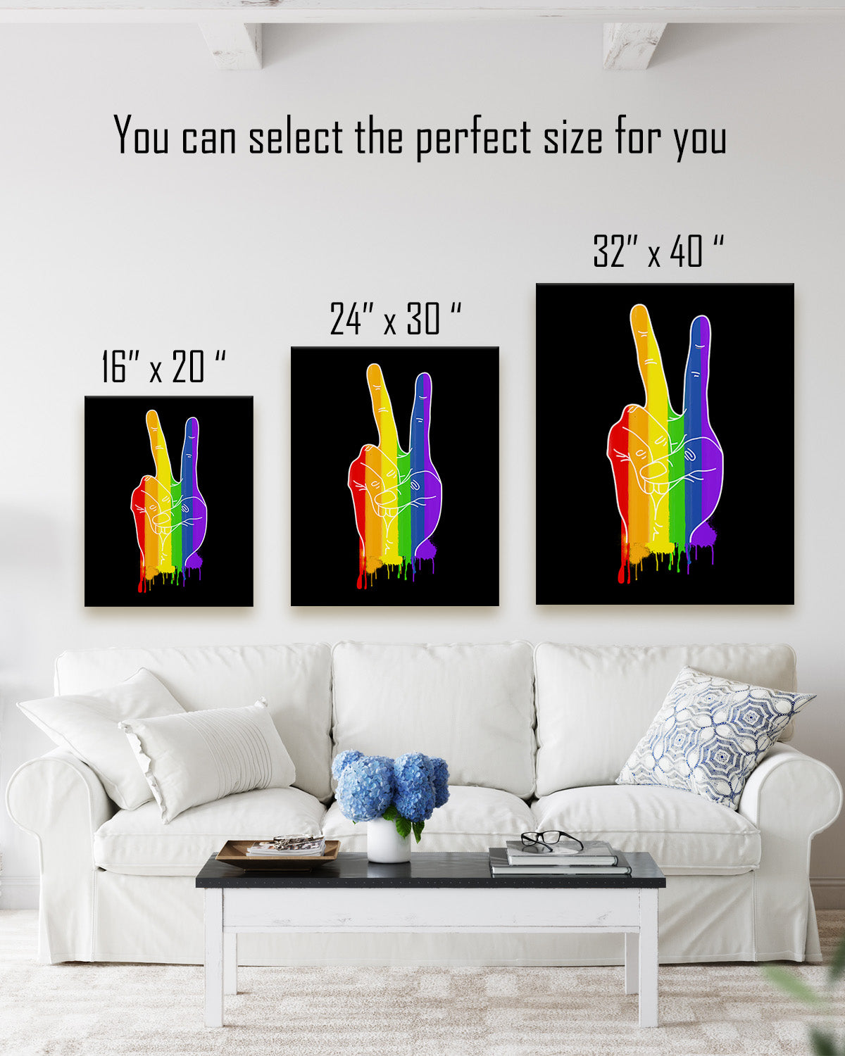 Peace Sign gay wall decor - Pride room decor - LGBTQ inspirational wall art - Gift for queer, bi, lesbian, Trans