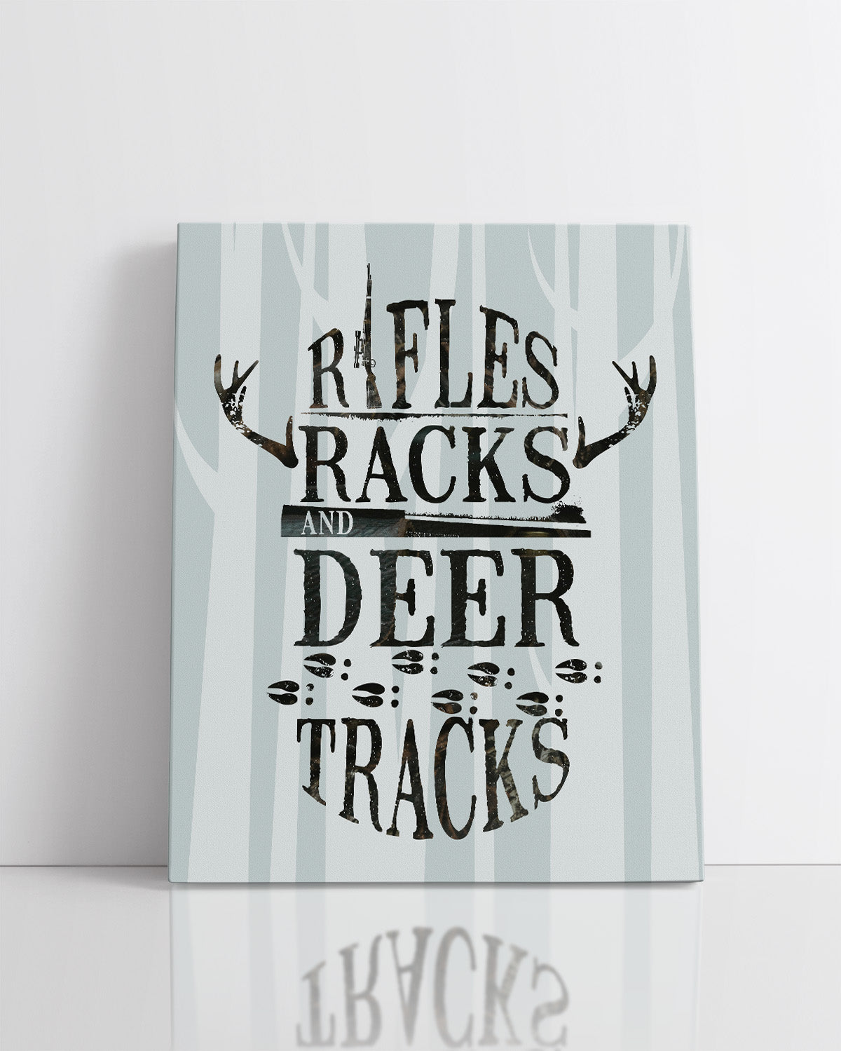 Rifles, Racks and Deer Tracks - Hunting Decor - Hunting Wall Art Decor - Gifts for Hunters - Rustic Hunting Cabin Decor - Farmhouse Hunting Wall Decor