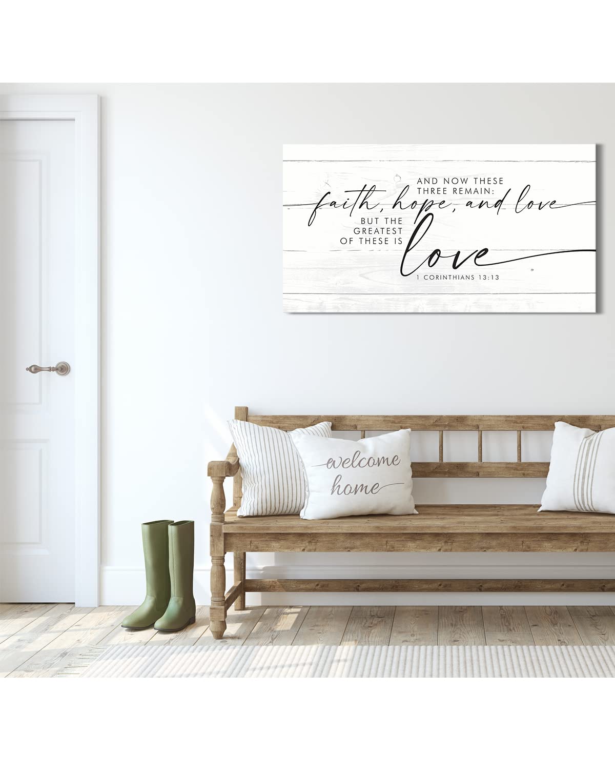 Bedroom Wall Decor Above Bed - And Now These Three Remain Room Decor - 1 Corinthians Sign - Bible Verses Wall Decor - Bridal Shower Wedding Gift For Couple