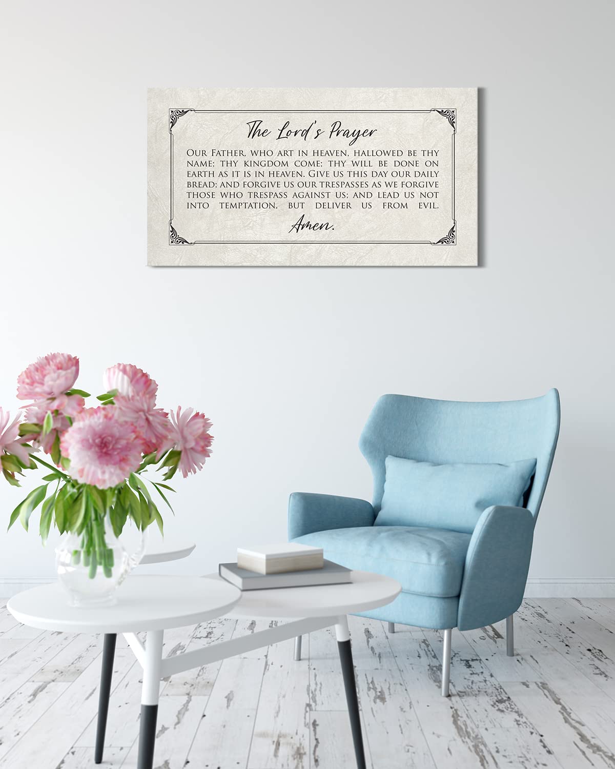 The Lord's Prayer Canvas Wall Art - Bible Verse Decor - Christian Inspirational Wall Decor - Scripture Quotes - Religious Farmhouse Home Decor Gifts - Our Father Prayer