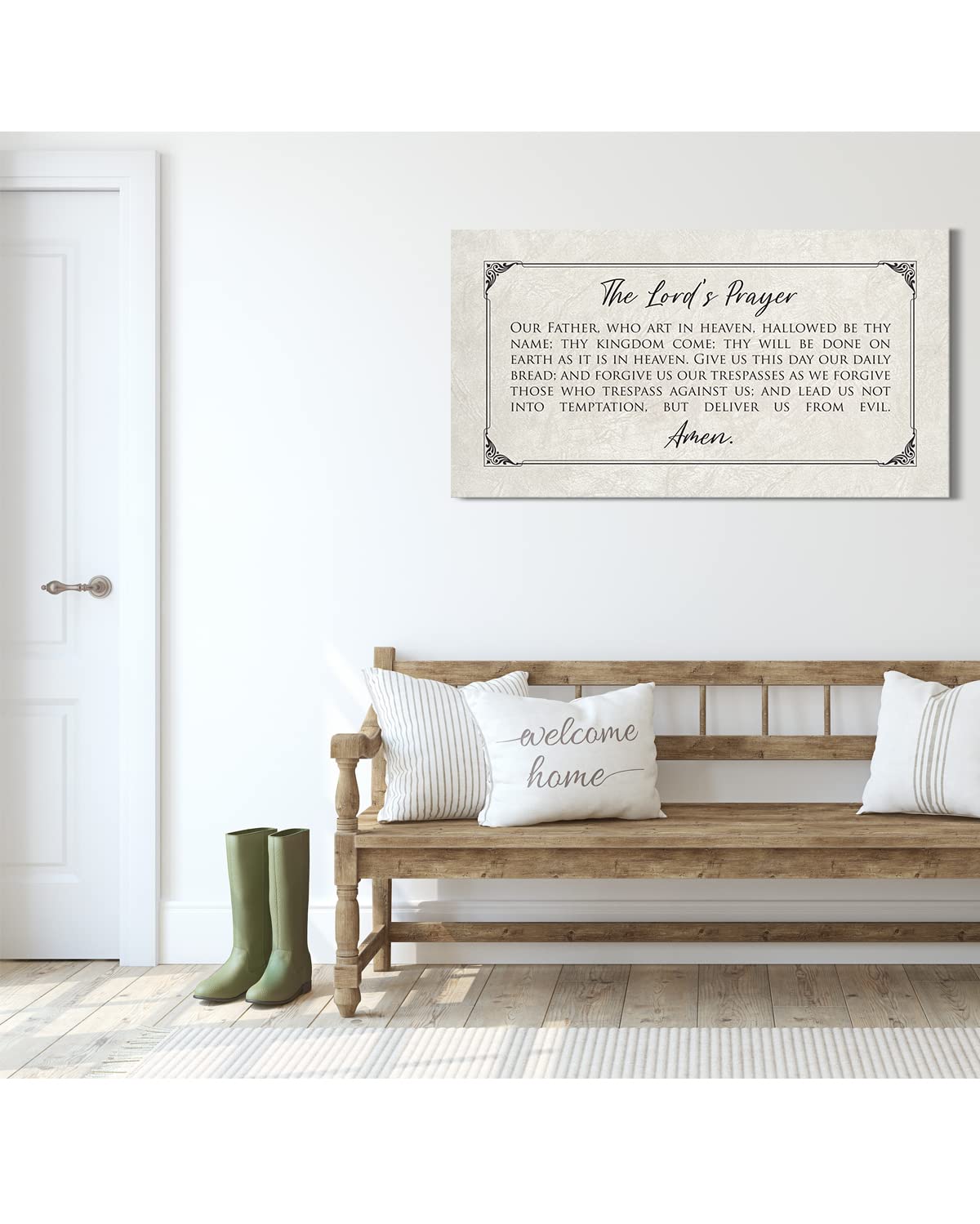 The Lord's Prayer Canvas Wall Art - Bible Verse Decor - Christian Inspirational Wall Decor - Scripture Quotes - Religious Farmhouse Home Decor Gifts - Our Father Prayer