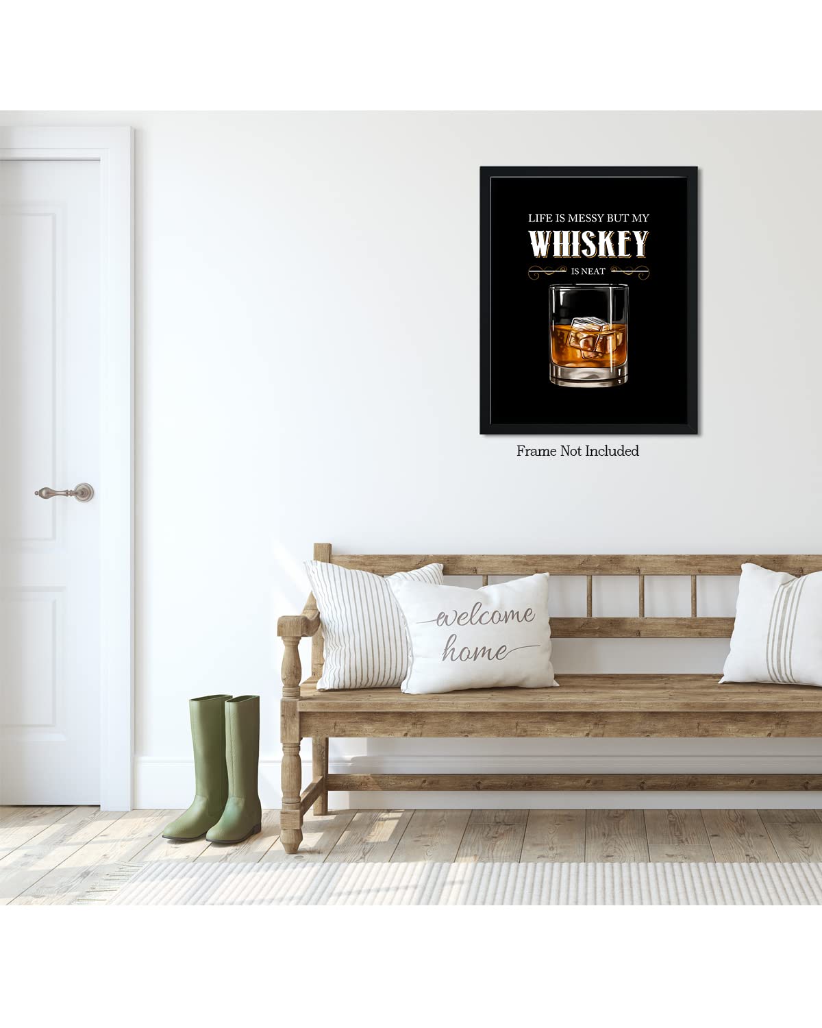 Life Is Messy But My Whiskey Is Neat - Whiskey Drinker Gift - Vintage Bar Prints - Home Bar Wall Decor