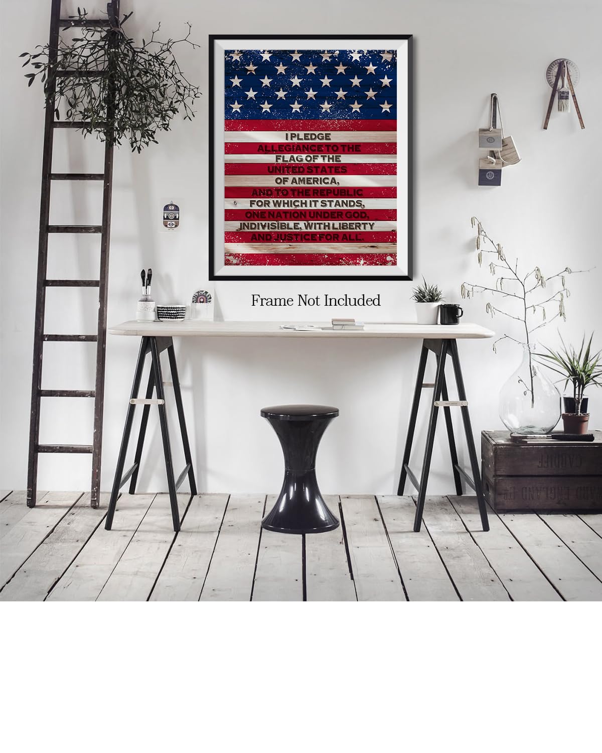 Pledge of Allegiance American Flag Wall Art - Patriotic Wall Decor - Memorial Day, 4th of July Canvas - Gift for Americana, US History Buffs, Military Veterans, Patriots
