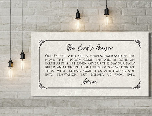 The Lord's Prayer Canvas Wall Art - Bible Verse Decor - Christian Inspirational Wall Decor - Scripture Quotes - Religious Farmhouse Home Decor Gifts - Our Father Prayer