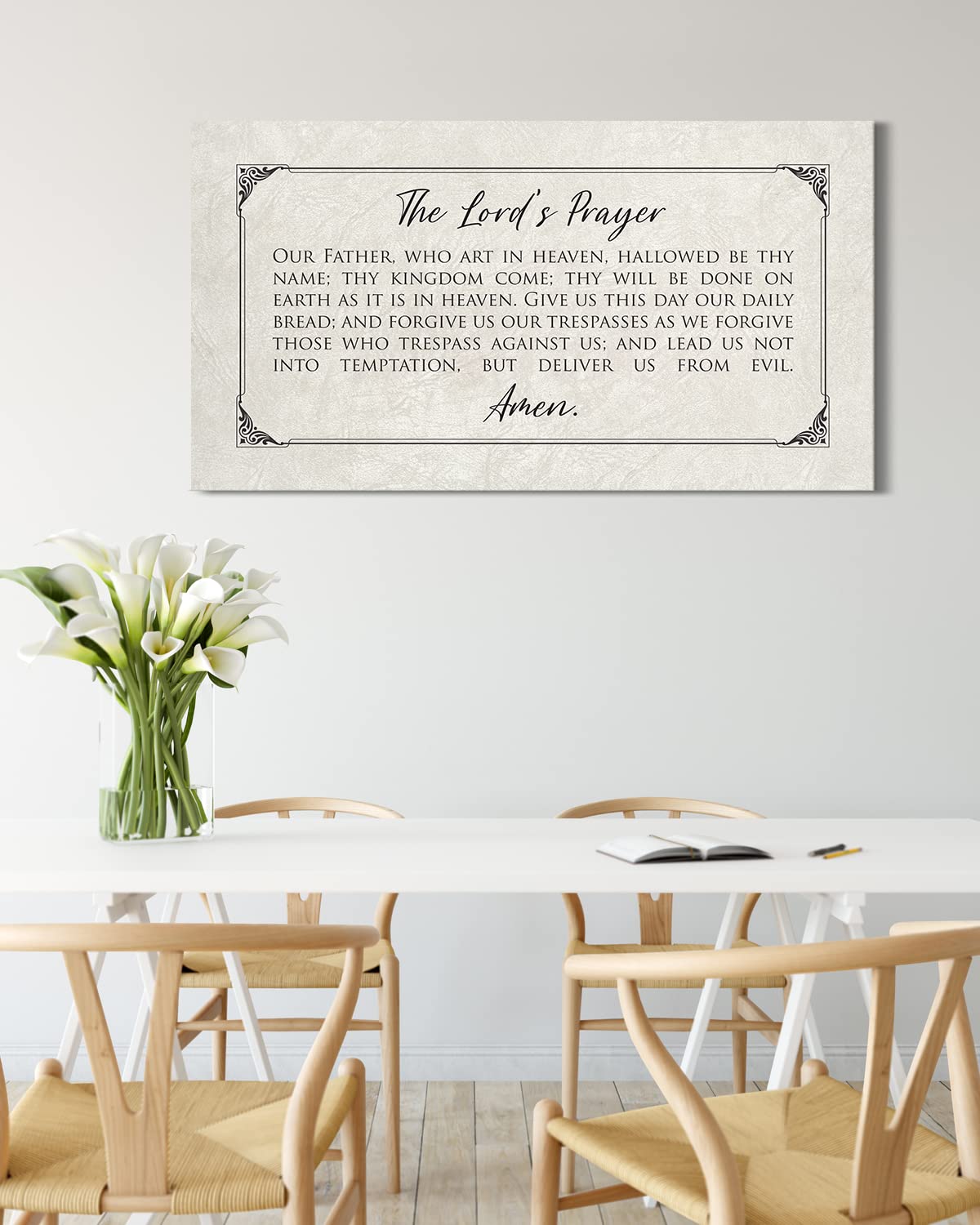 The Lord's Prayer Canvas Wall Art - Bible Verse Decor - Christian Inspirational Wall Decor - Scripture Quotes - Religious Farmhouse Home Decor Gifts - Our Father Prayer