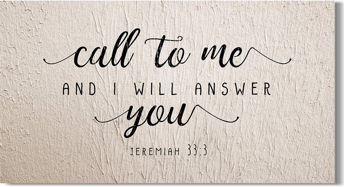 Call To Me and I Will Answer You Jeremiah 33:3 - Religious Wall Decor Art Canvas on Cream Background - Ready to Hang - Great for above a couch, table, bed or more