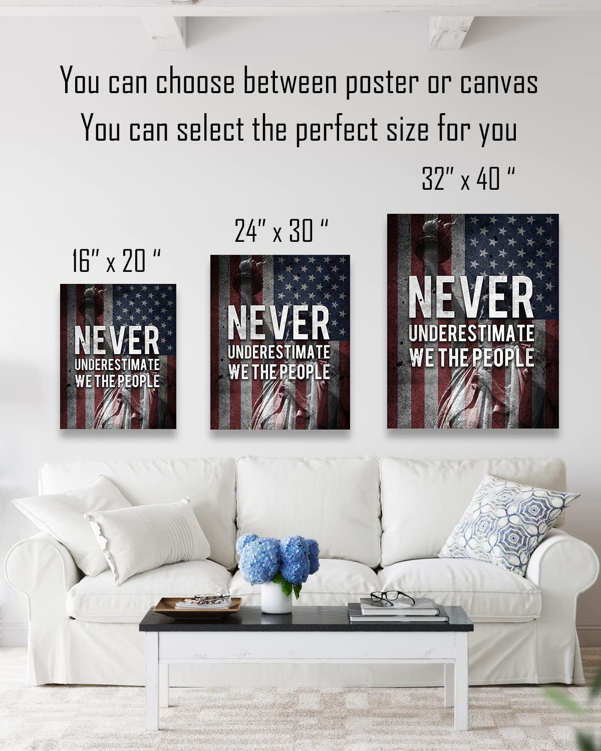 Never Underestimate We the People - American Pride Wall Art - Patriotic Wall Decor - American Patriotic Decor - Military Wall Decor - Patriot Decorations