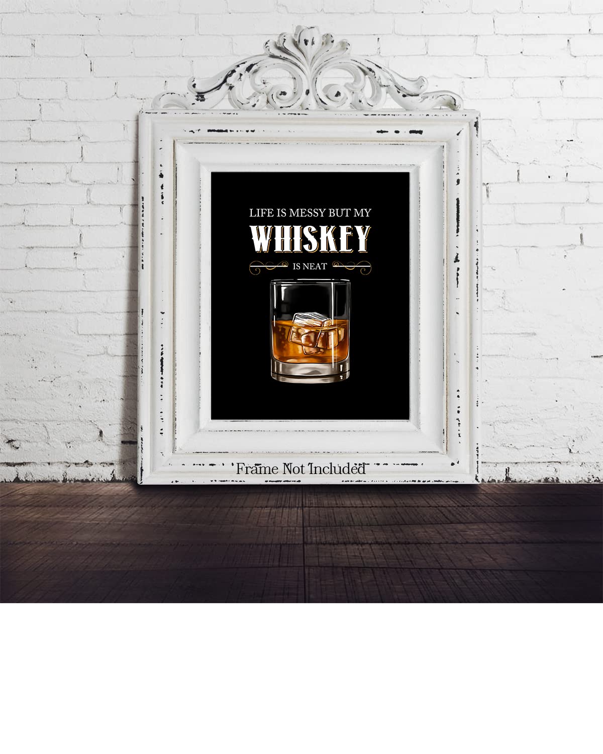 Life Is Messy But My Whiskey Is Neat - Whiskey Drinker Gift - Vintage Bar Prints - Home Bar Wall Decor