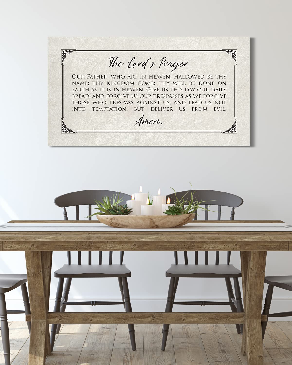 The Lord's Prayer Canvas Wall Art - Bible Verse Decor - Christian Inspirational Wall Decor - Scripture Quotes - Religious Farmhouse Home Decor Gifts - Our Father Prayer