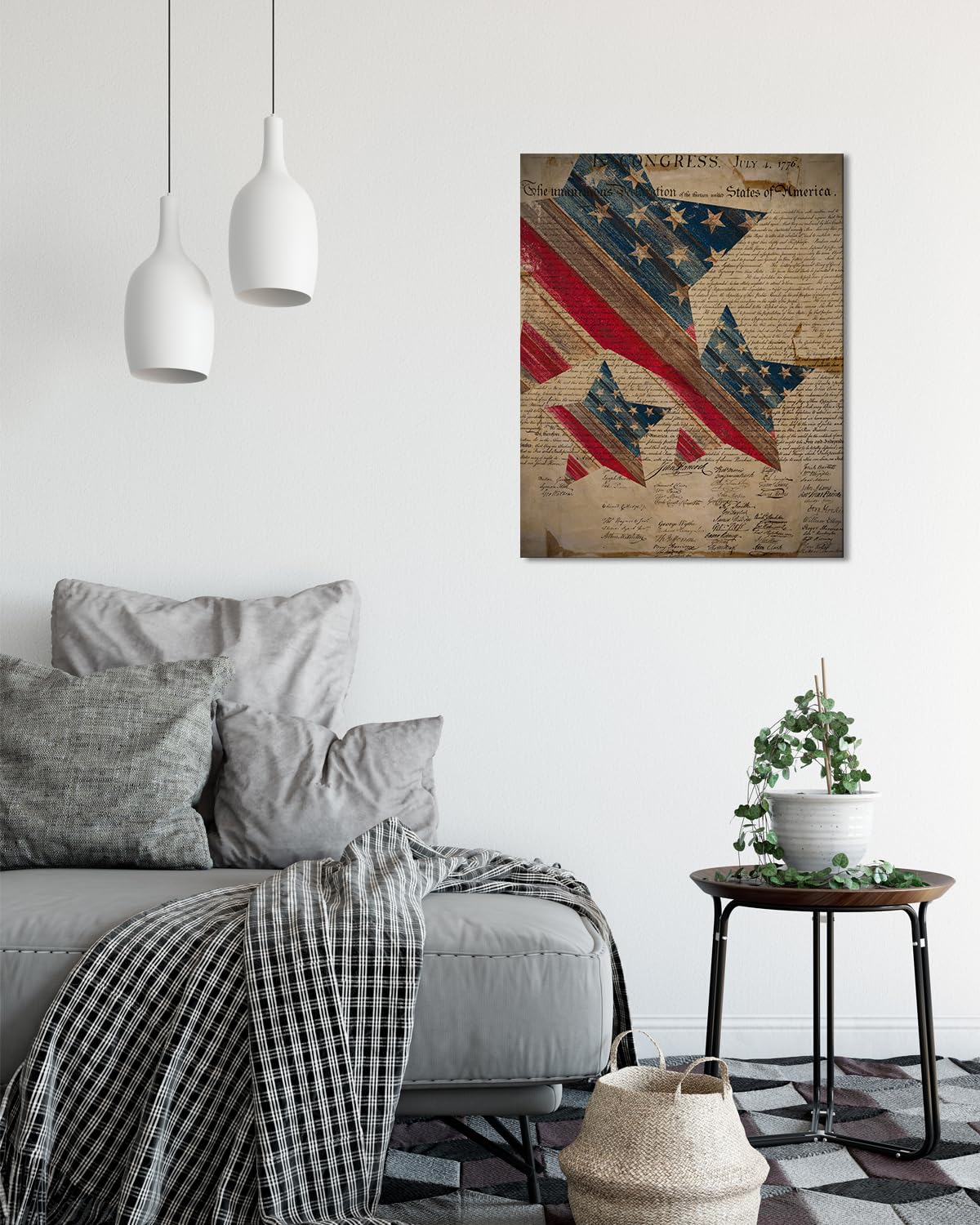 Declaration of Independence Wall Art Canvas - Patriotic Wall Decor - Memorial Day, 4th of July Gift for Americana, US History Buffs, Military Veterans Patriots