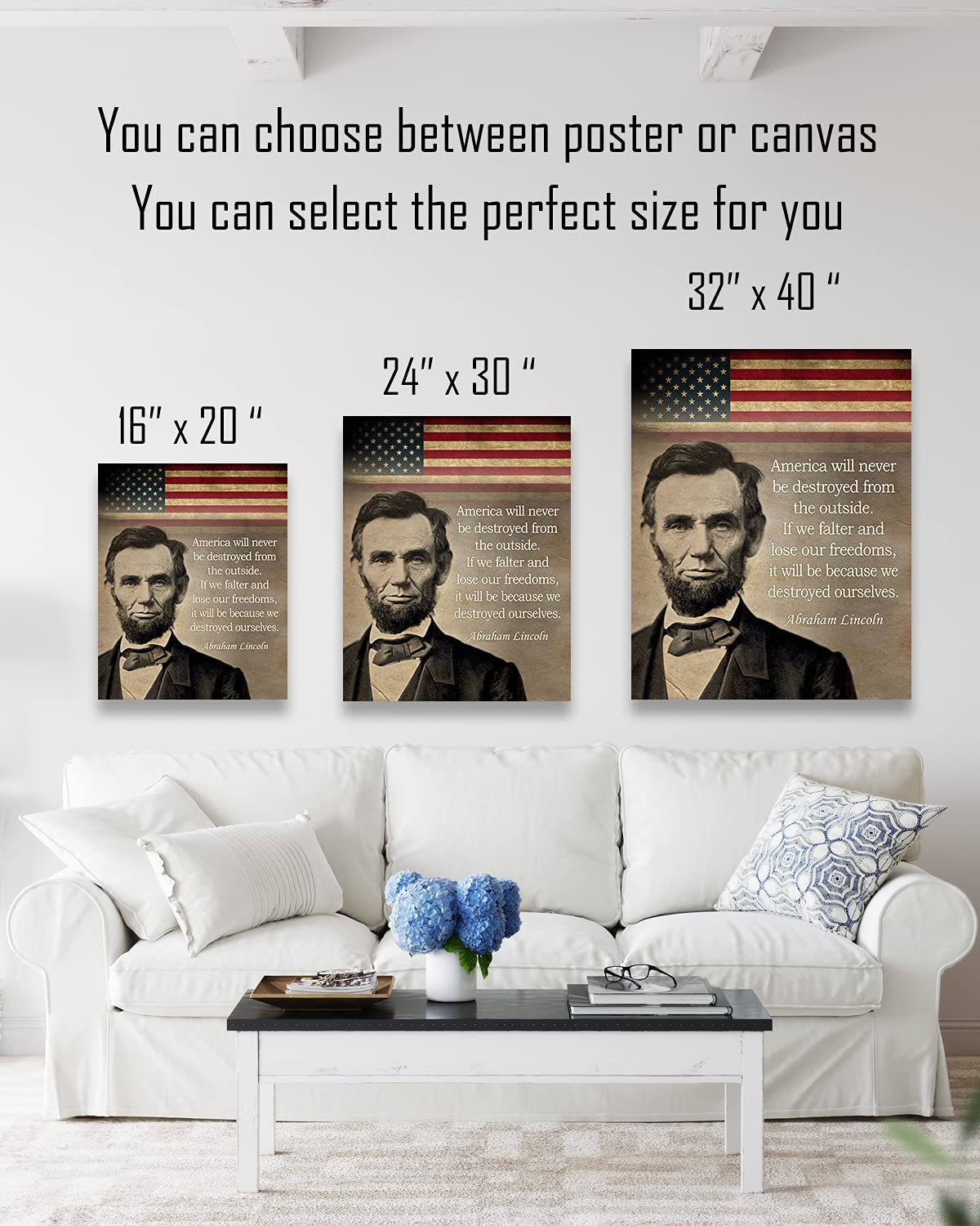 Abraham Lincoln Historic Quote - American Patriotic President Wall Decor Art