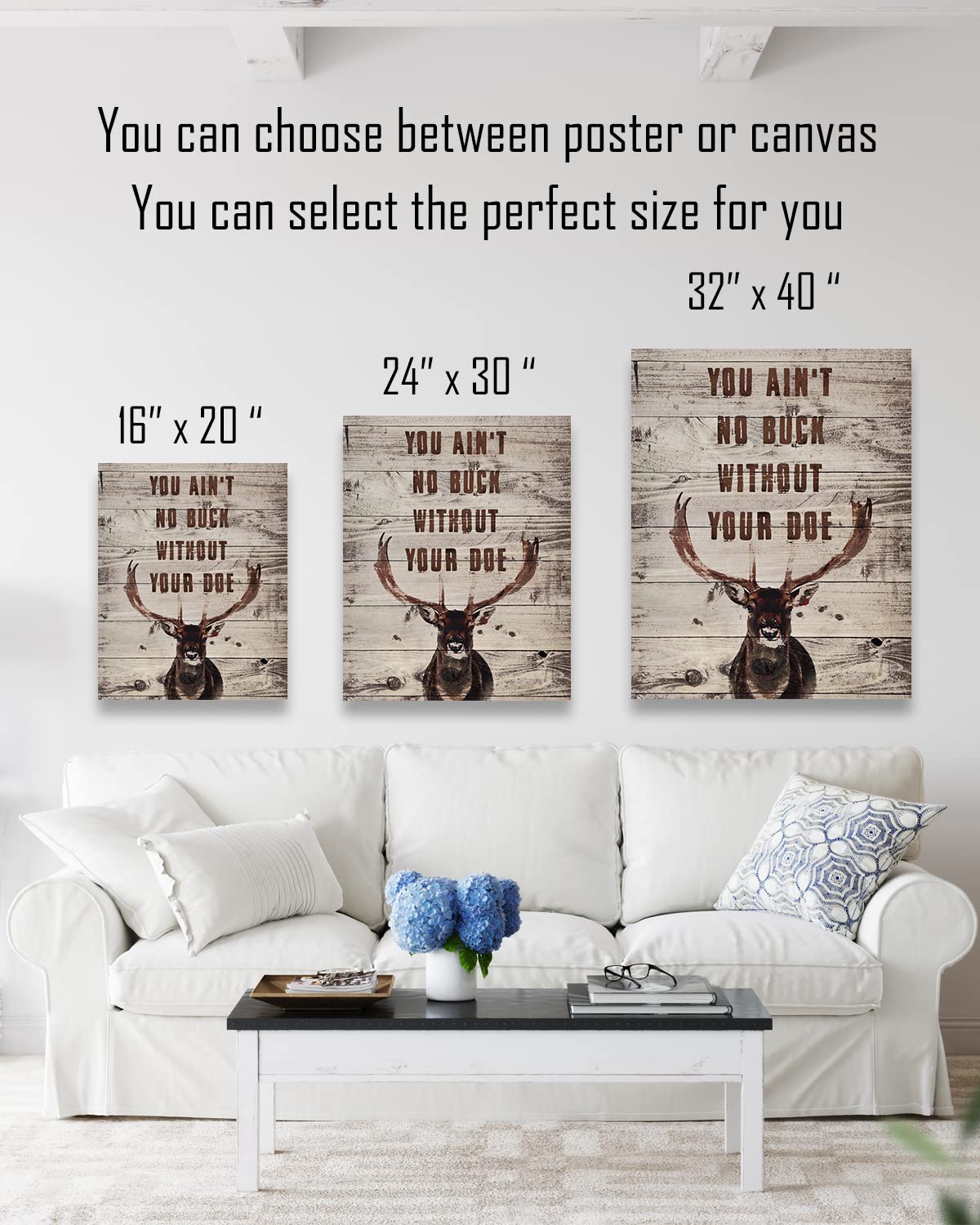 You Ain't No Buck Without Your Doe - Hunting Decor - Hunting Wall Art Decor - Gifts for Hunters - Rustic Hunting Cabin Decor - Farmhouse Hunting Wall Decor