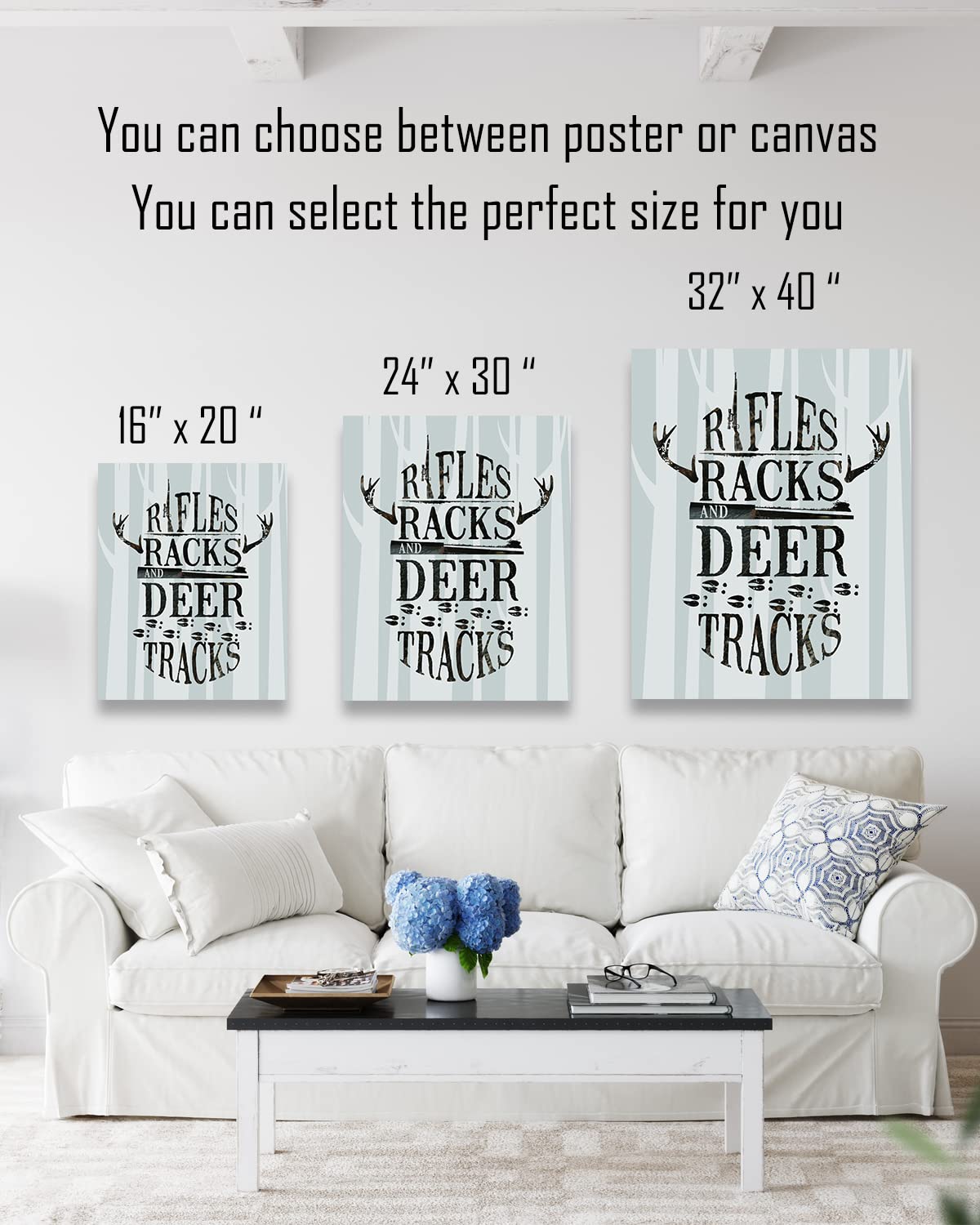 Rifles, Racks and Deer Tracks - Hunting Decor - Hunting Wall Art Decor - Gifts for Hunters - Rustic Hunting Cabin Decor - Farmhouse Hunting Wall Decor