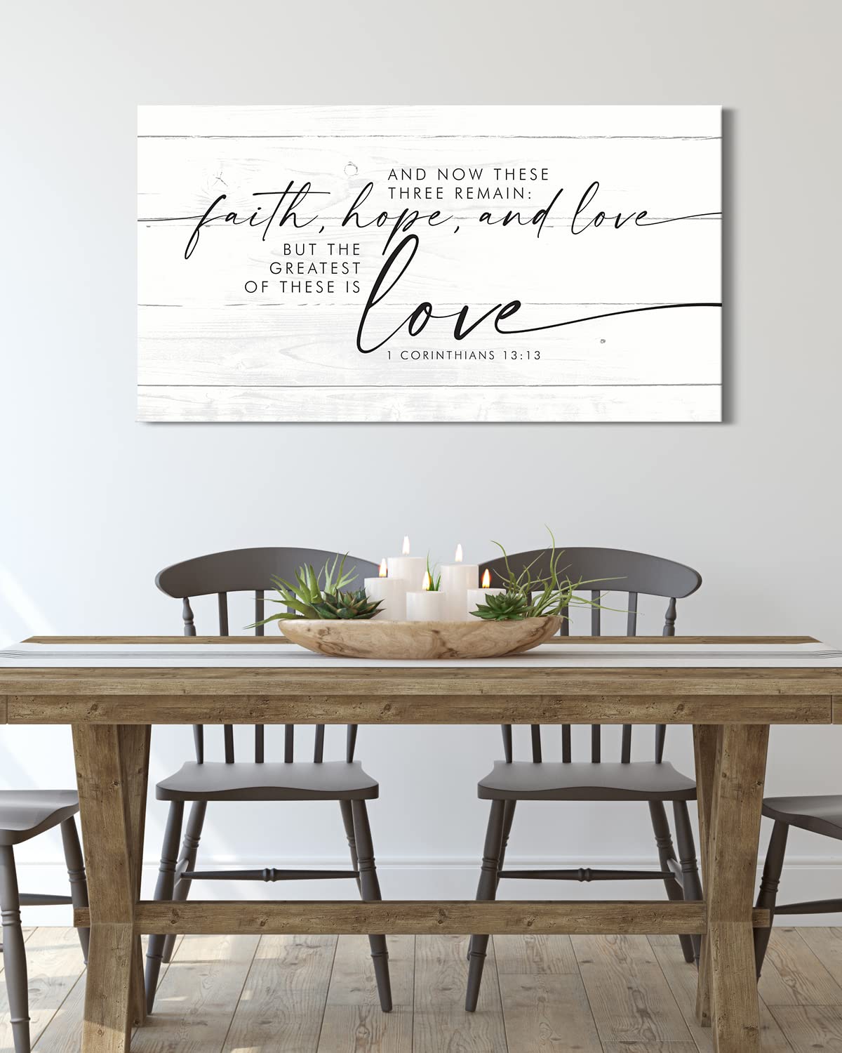 Bedroom Wall Decor Above Bed - And Now These Three Remain Room Decor - 1 Corinthians Sign - Bible Verses Wall Decor - Bridal Shower Wedding Gift For Couple