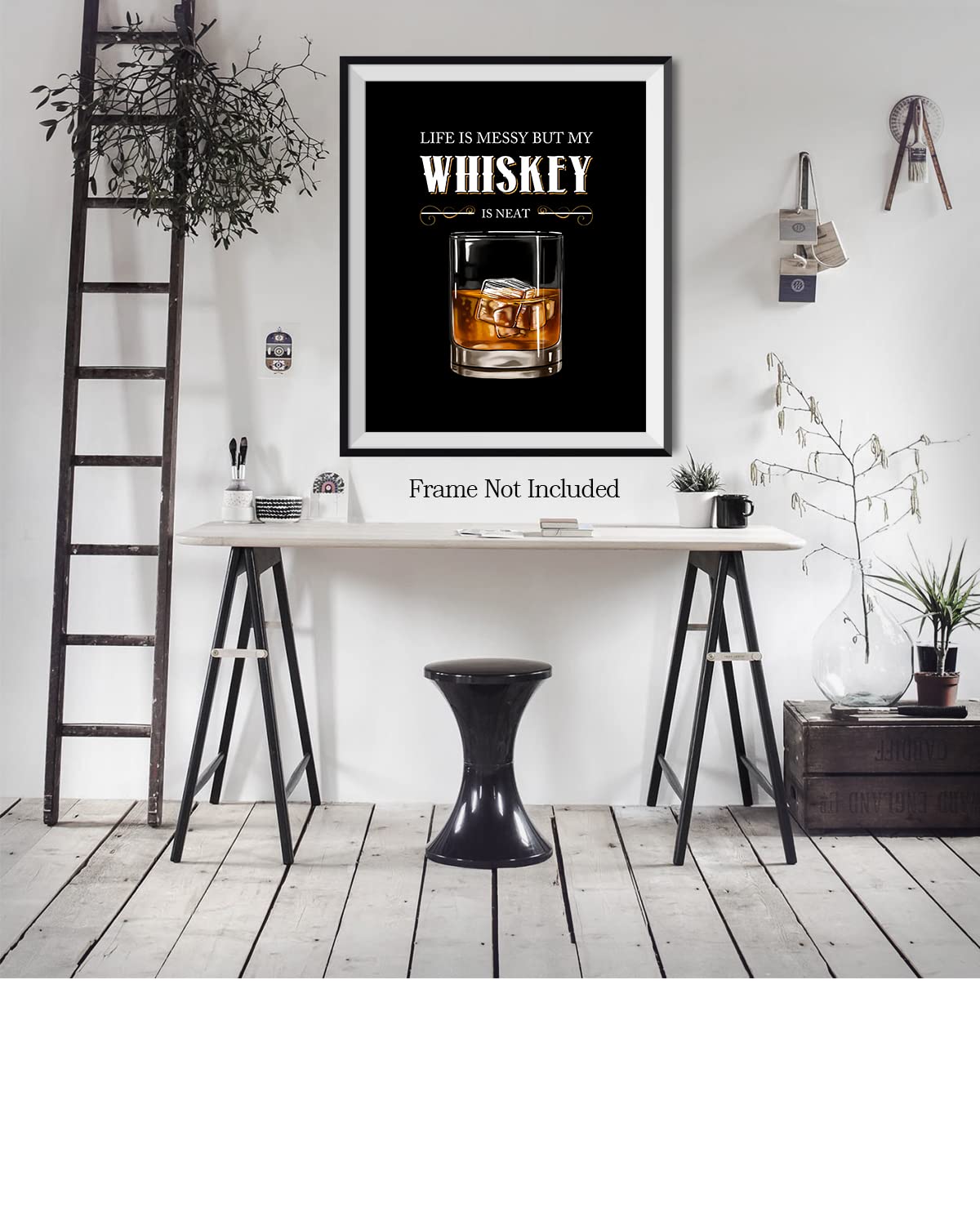 Life Is Messy But My Whiskey Is Neat - Whiskey Drinker Gift - Vintage Bar Prints - Home Bar Wall Decor