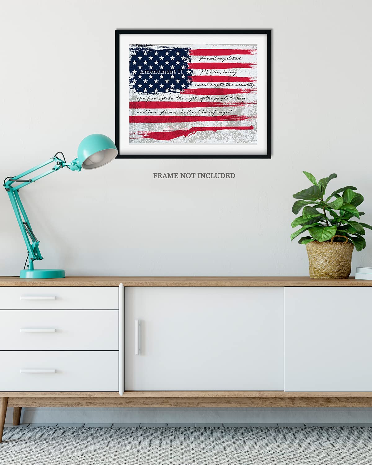 Second Amendment on American flag Wall Decor Art