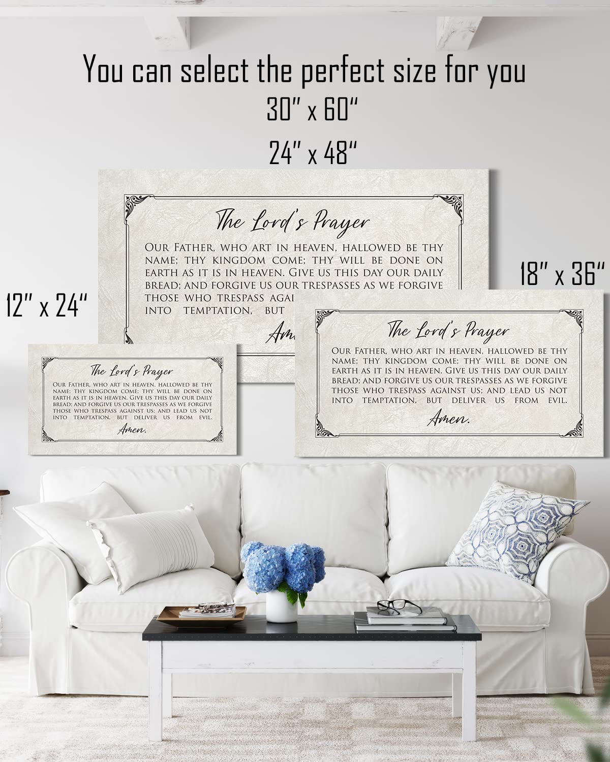 The Lord's Prayer Canvas Wall Art - Bible Verse Decor - Christian Inspirational Wall Decor - Scripture Quotes - Religious Farmhouse Home Decor Gifts - Our Father Prayer