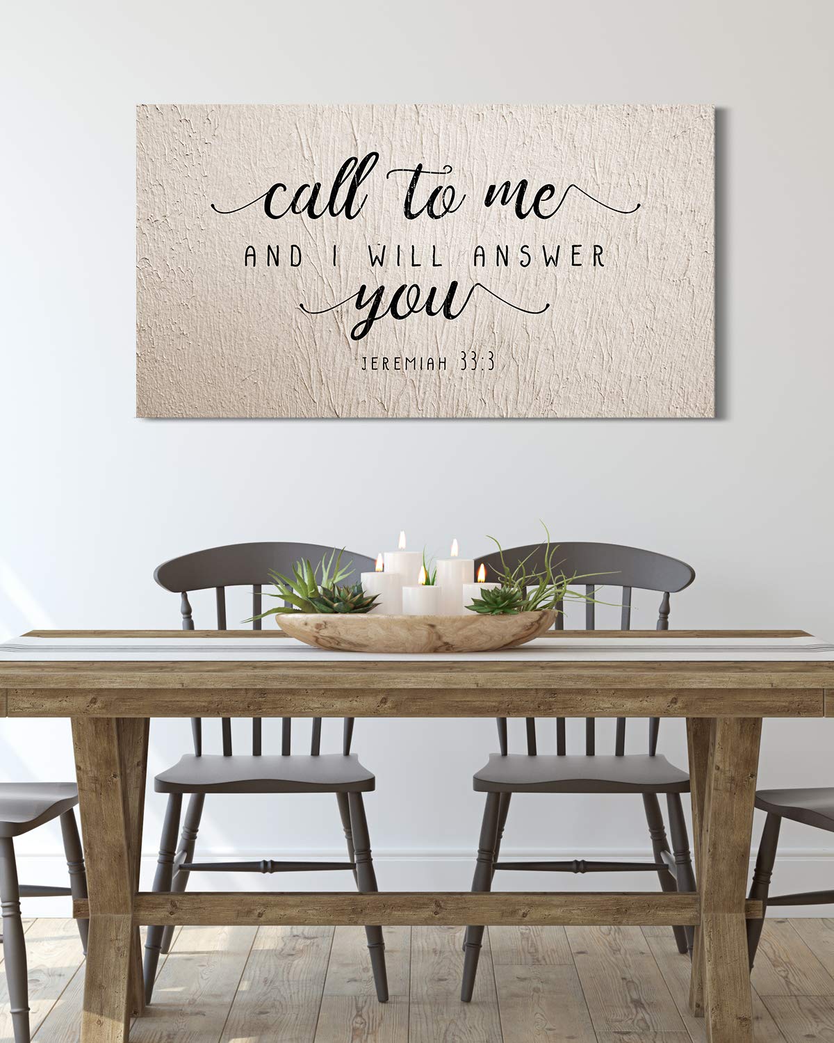 Call To Me and I Will Answer You Jeremiah 33:3 - Religious Wall Decor Art Canvas on Cream Background - Ready to Hang - Great for above a couch, table, bed or more