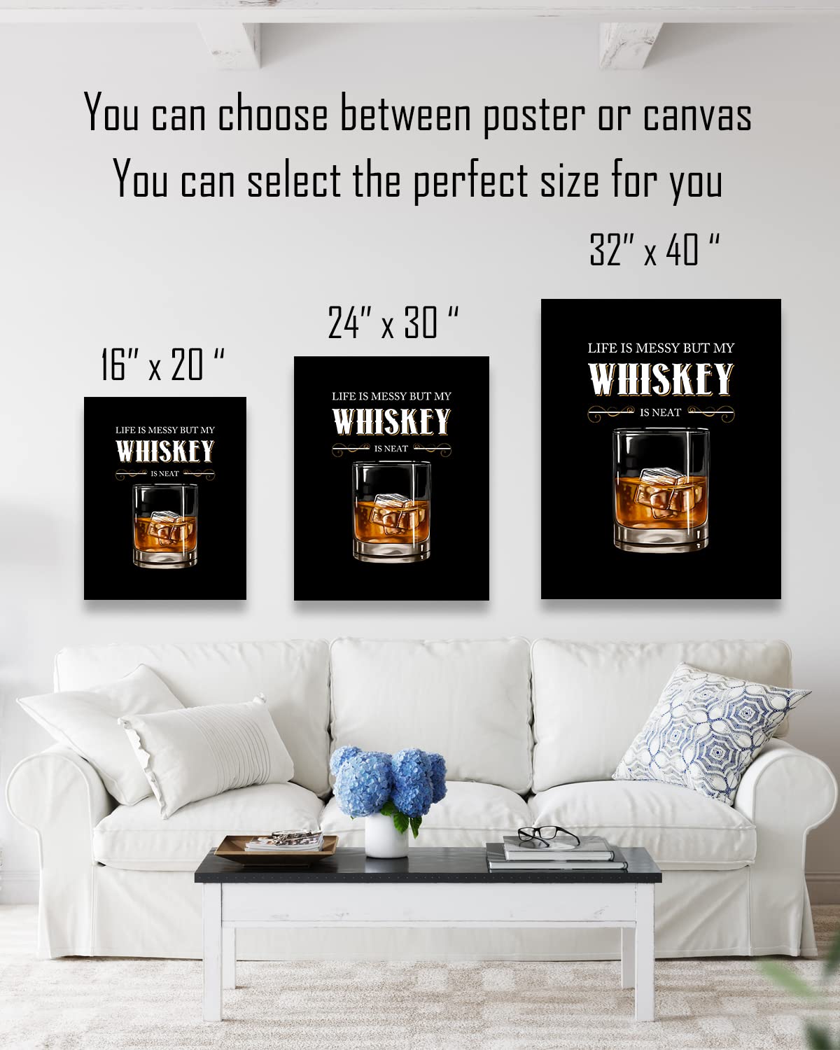 Life Is Messy But My Whiskey Is Neat - Whiskey Drinker Gift - Vintage Bar Prints - Home Bar Wall Decor