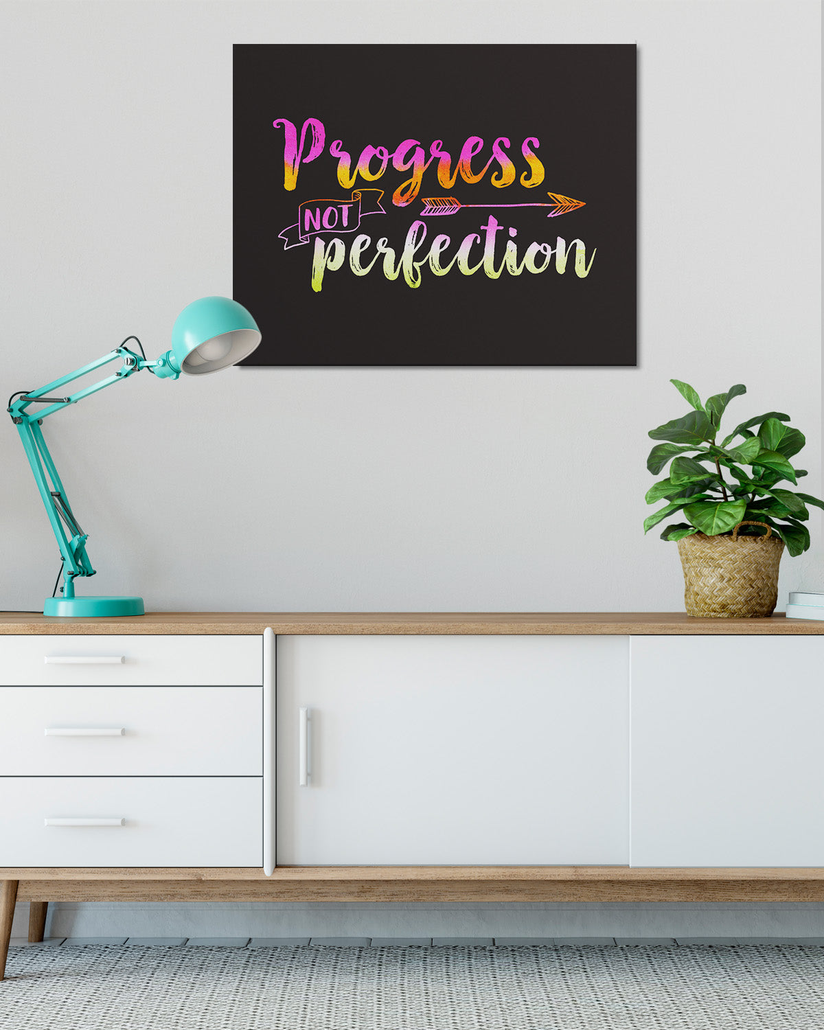 Progress Not Perfection - Motivational Wall Art - Recovery Gifts - Sobriety Room Decor - Drug and Alcohol Recovery - Encouragement Wall Art - Addiction Office Decor