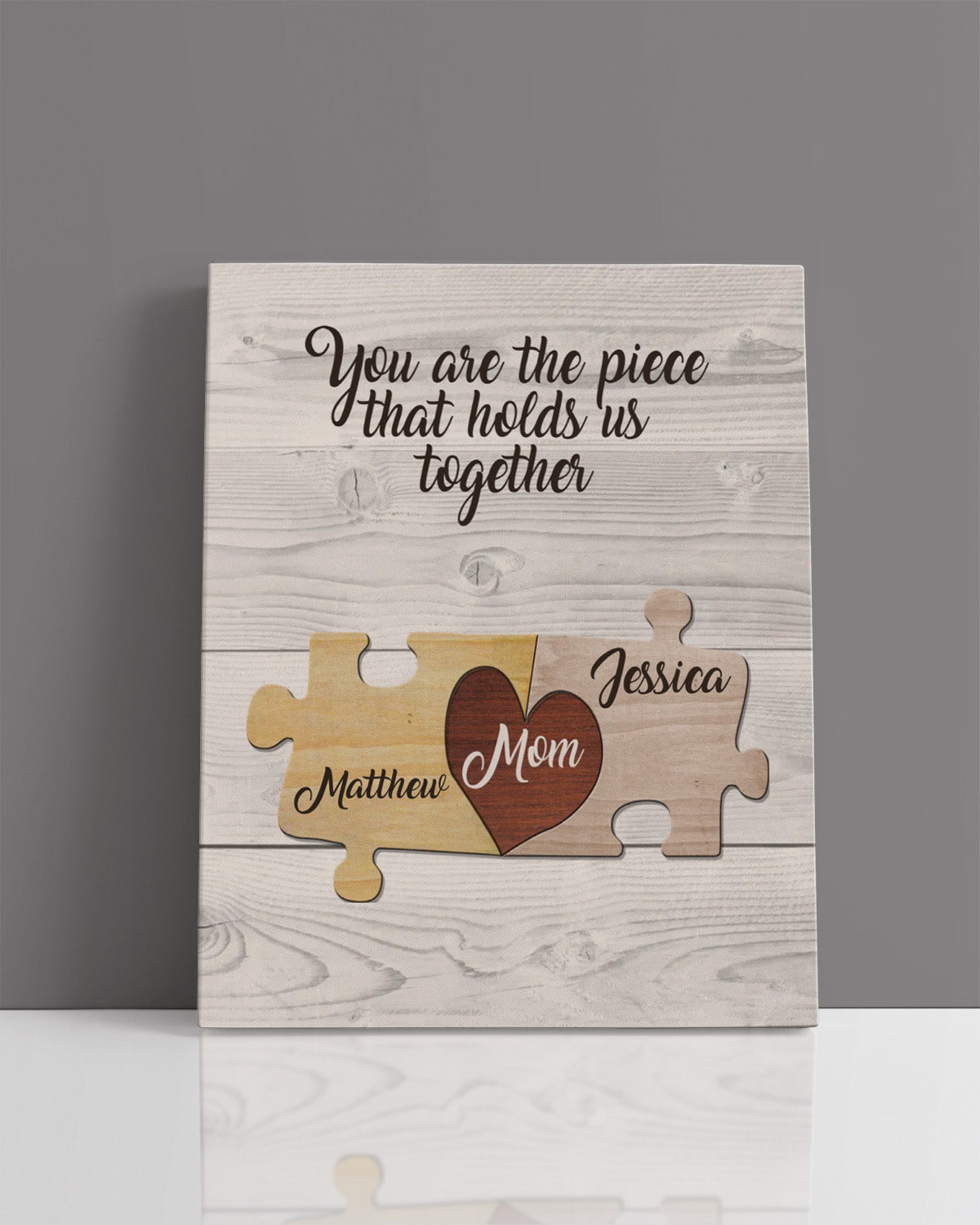 Customizable Mom Puzzle Multi-Name Wall Art Canvas - Family Personalized Puzzle Custom Vertical Canvas