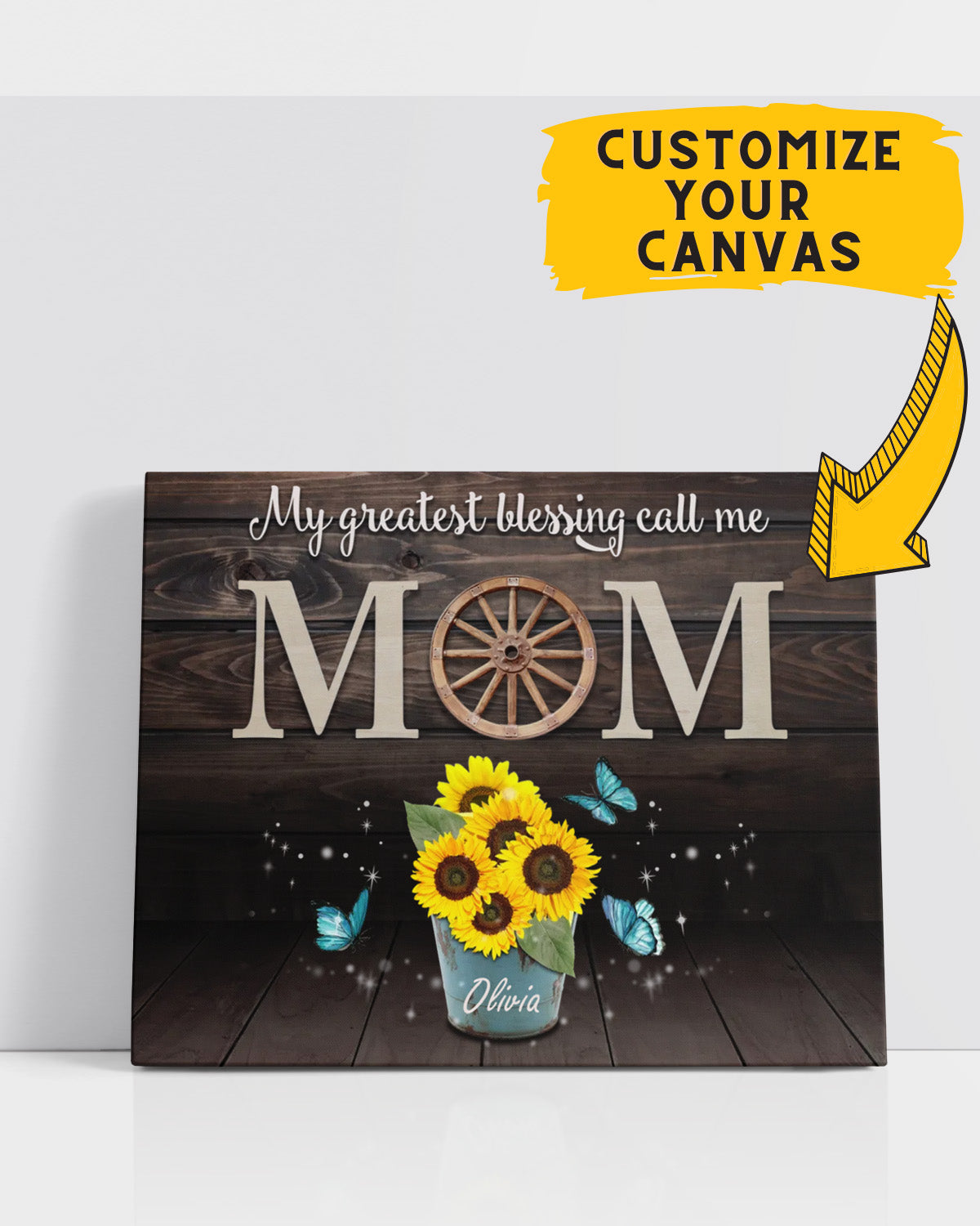 Customizable Mom Greatest Blessings Wall Art Canvas - Mother Personalized Custom Horizontal Canvas