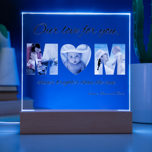 Customizable Mom Photo Acrylic Led Square Plaque