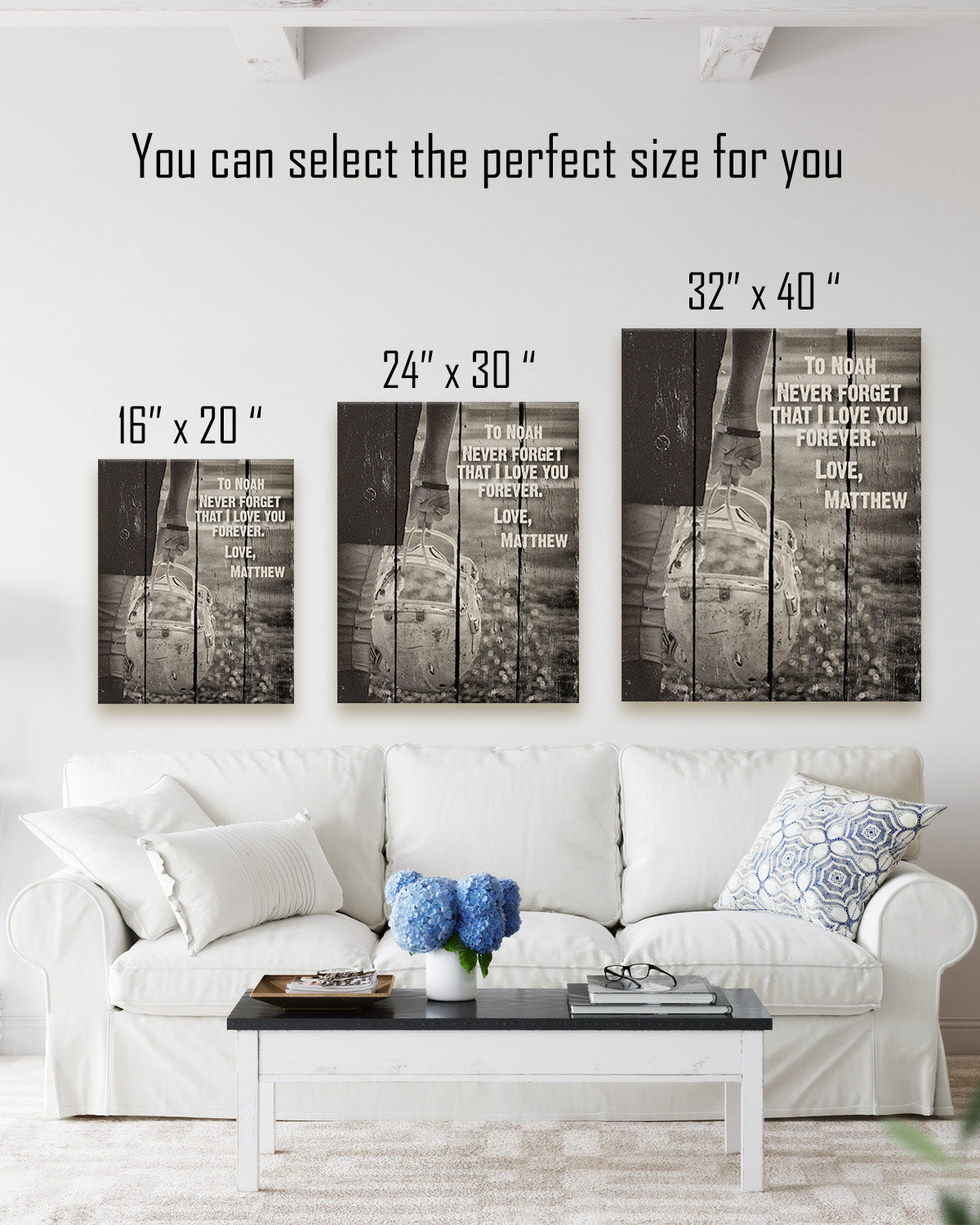 Customizable Football Theme Wall Decor Art Canvas Print - To (NAME) Never Forget That I Love You Forever. Love, (YOUR NAME)