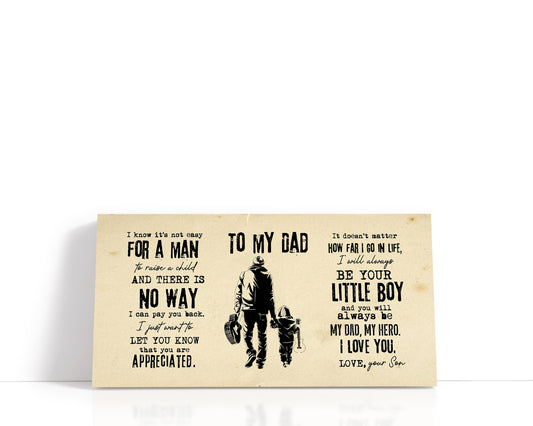 To my Dad from Son wall art - My Dad my Hero - Your Son - Dad gifts Music Theme