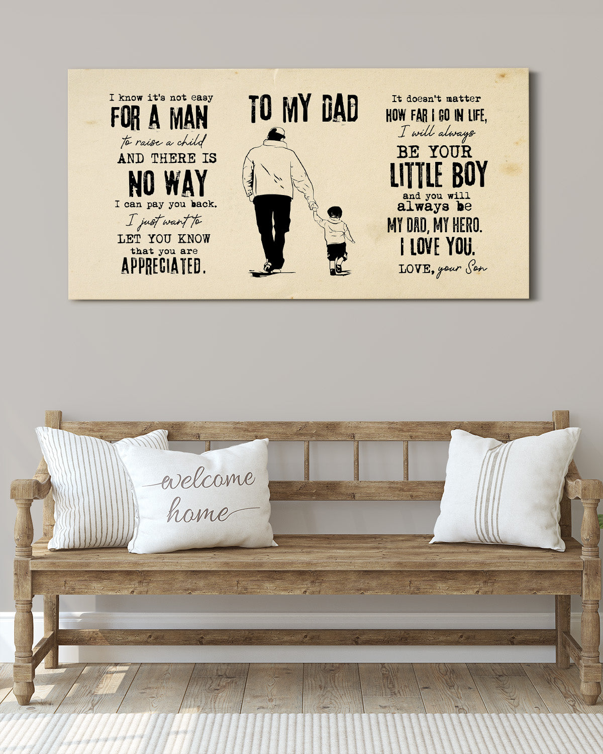 To my Dad from Son wall art - My Dad my Hero - Your Son - Walking Dad And Son - Dad gifts