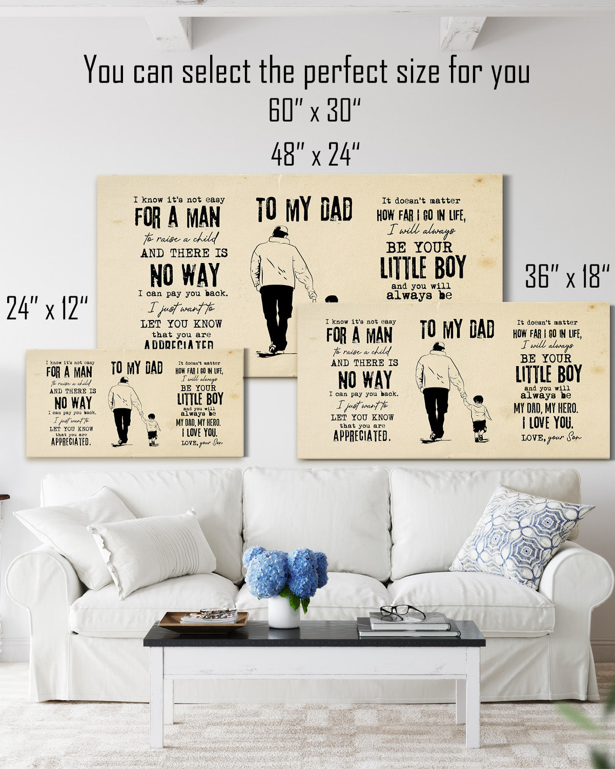 To my Dad from Son wall art - My Dad my Hero - Your Son - Walking Dad And Son - Dad gifts