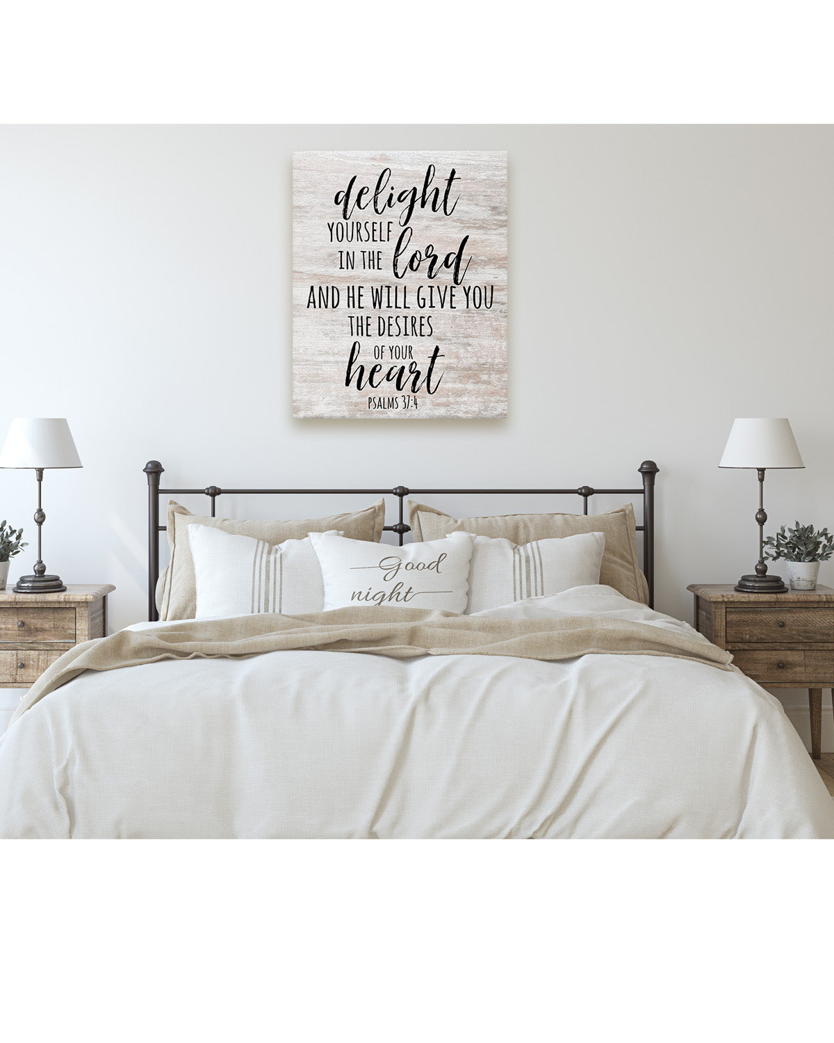 Delight yourself in the Lord, Psalm 37:4 bible verse - Christian home decor - Motivational wall art for farmhouse decor - Christmas gifts for women