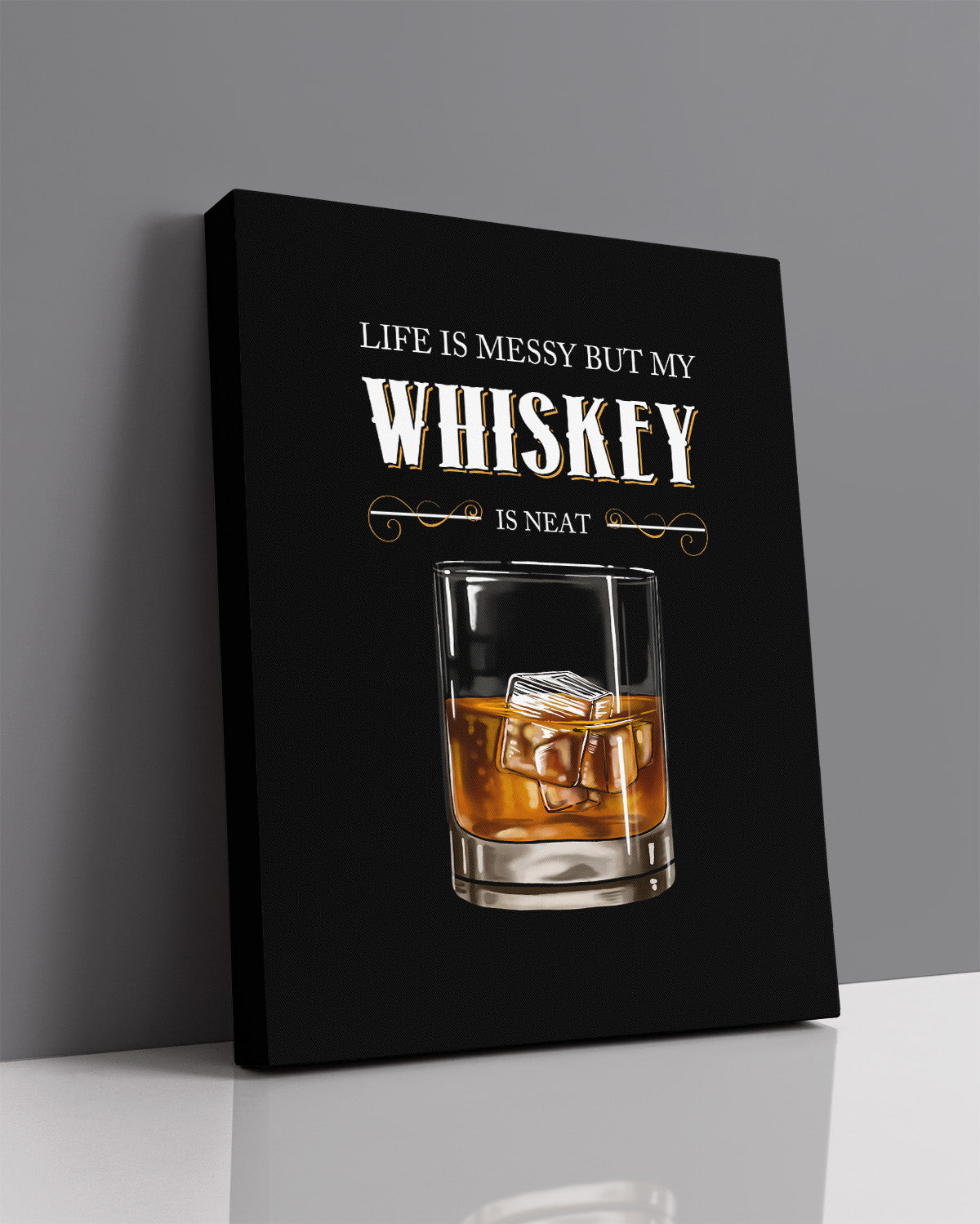 Life Is Messy But My Whiskey Is Neat - Whiskey Drinker Gift - Vintage Bar Prints - Home Bar Wall Decor