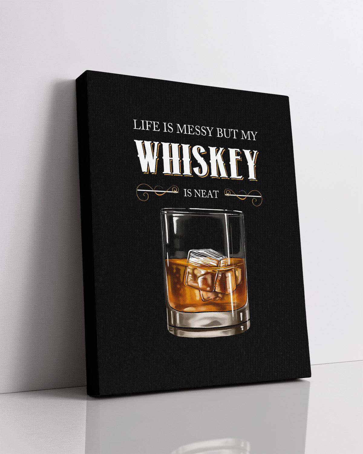 Life Is Messy But My Whiskey Is Neat - Whiskey Drinker Gift - Vintage Bar Prints - Home Bar Wall Decor