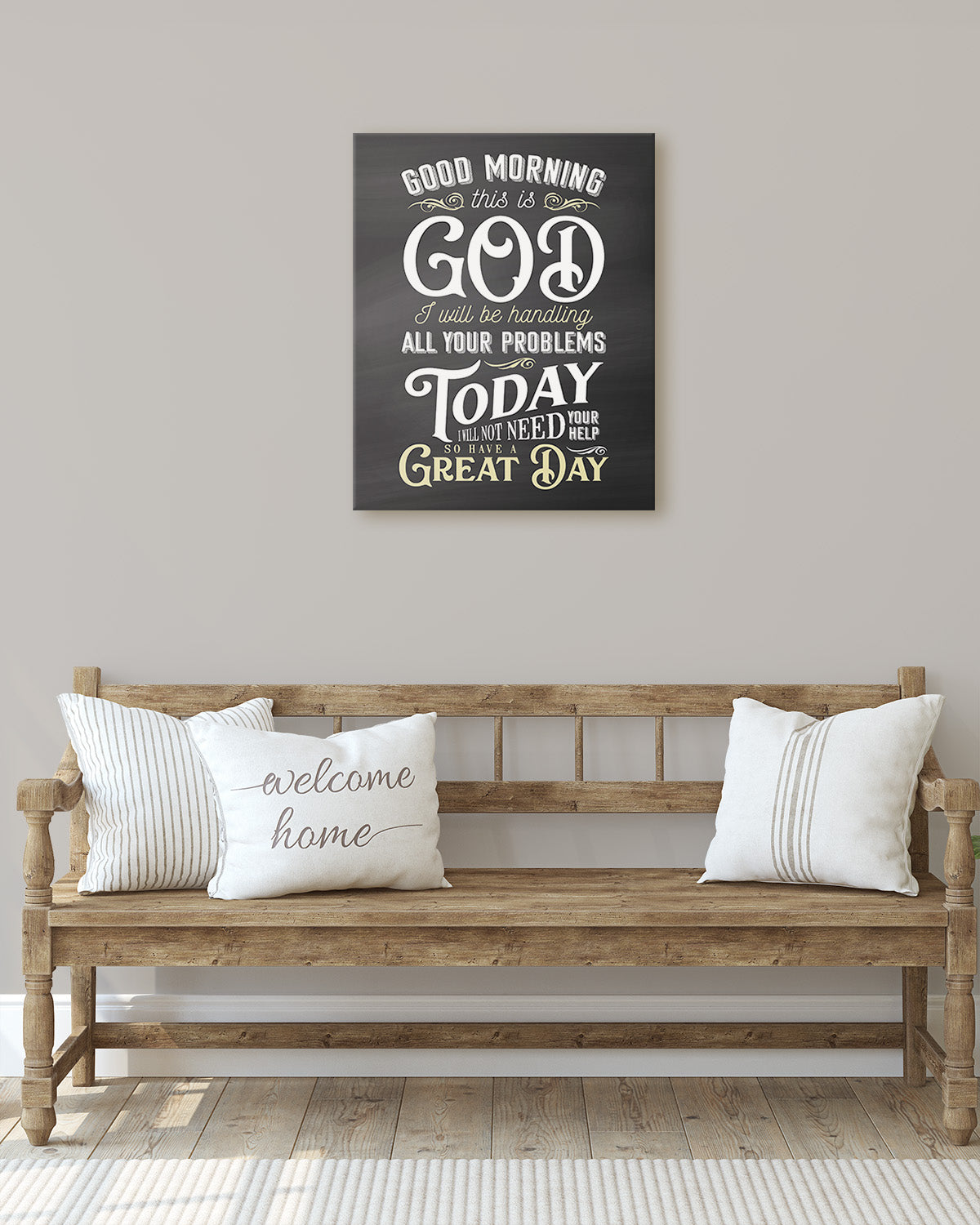 Good Morning This is God Religious Wall Decor - Christian Inspirational Wall Art - Bedroom Aesthetic Home Decor