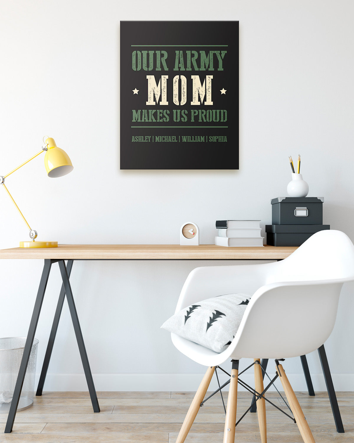 Our Army Mom Makes Us Proud - Customizable Wall Décor Canvas Art - Gift for Mom From Children