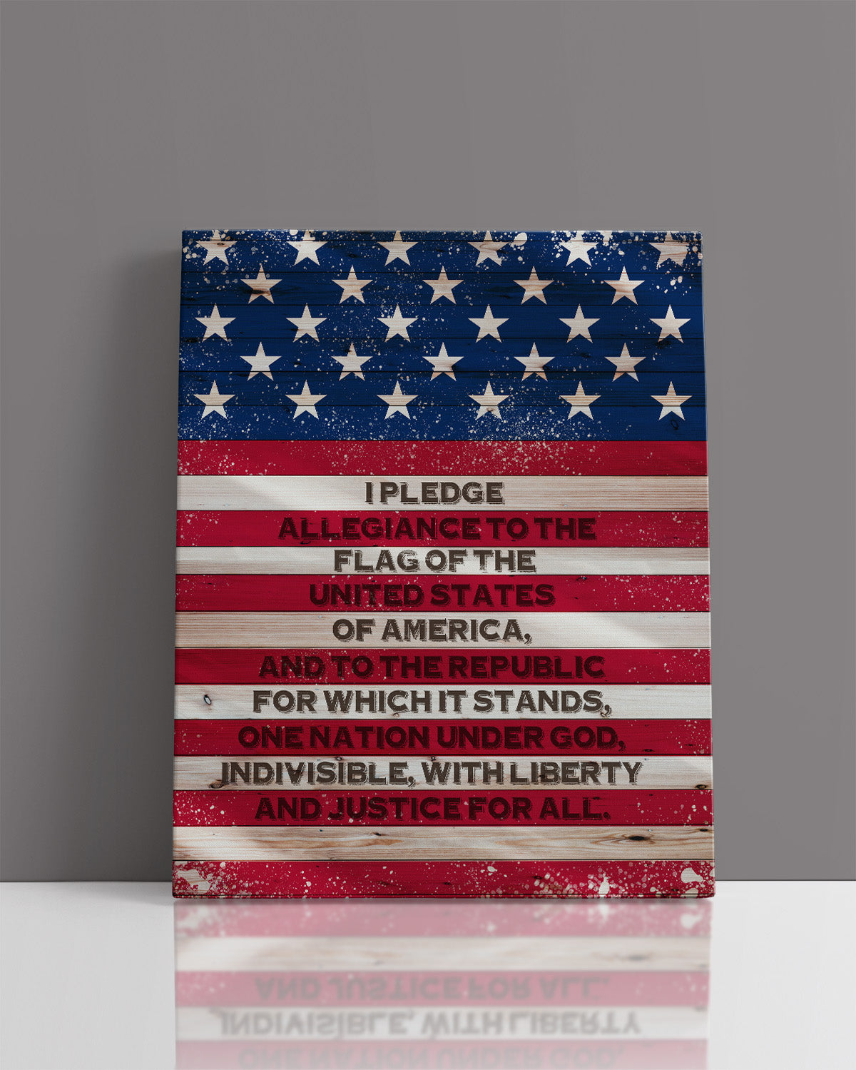 Pledge of Allegiance American Flag Wall Art - Patriotic Wall Decor - Memorial Day, 4th of July Canvas - Gift for Americana, US History Buffs, Military Veterans, Patriots