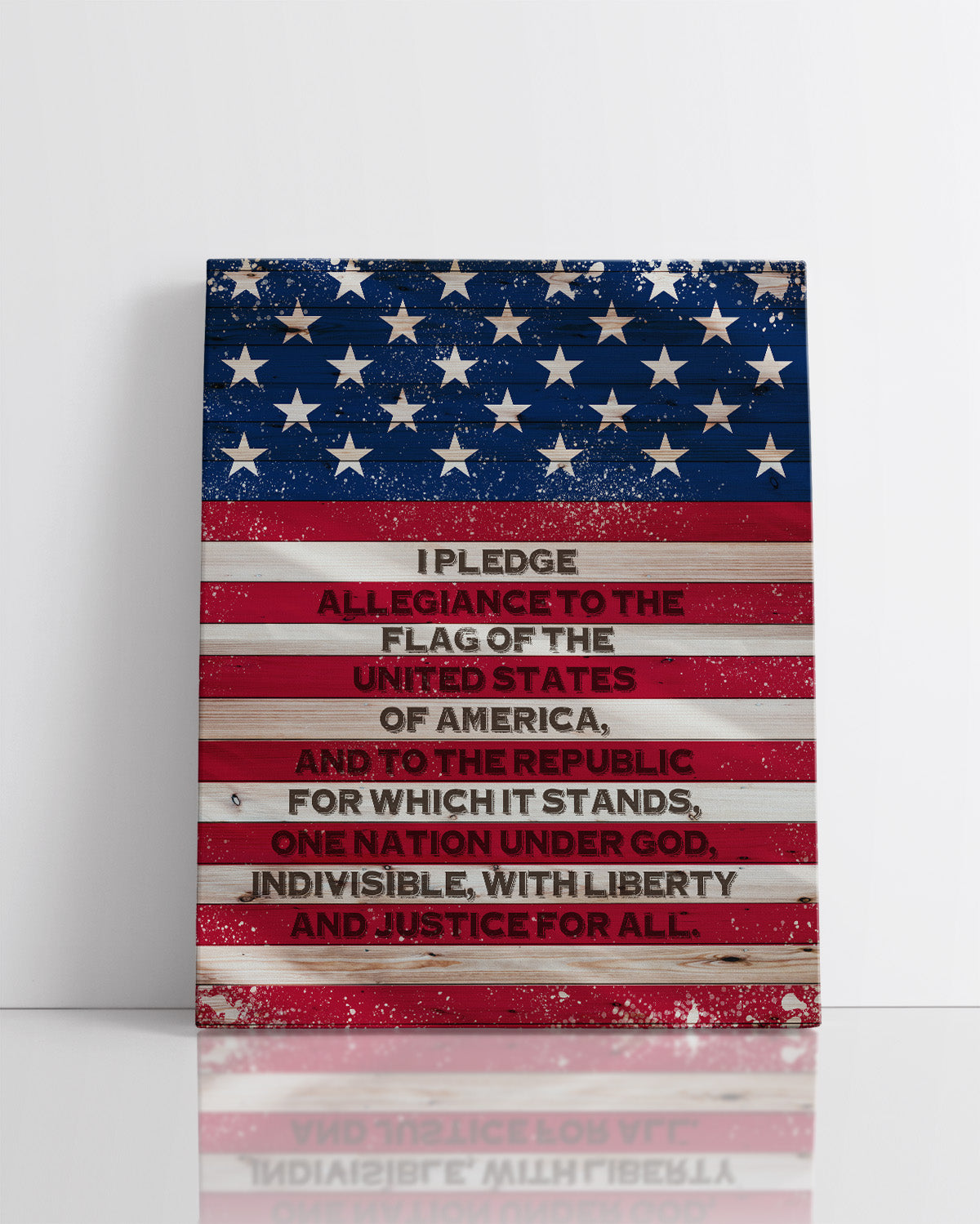 Pledge of Allegiance American Flag Wall Art - Patriotic Wall Decor - Memorial Day, 4th of July Canvas - Gift for Americana, US History Buffs, Military Veterans, Patriots