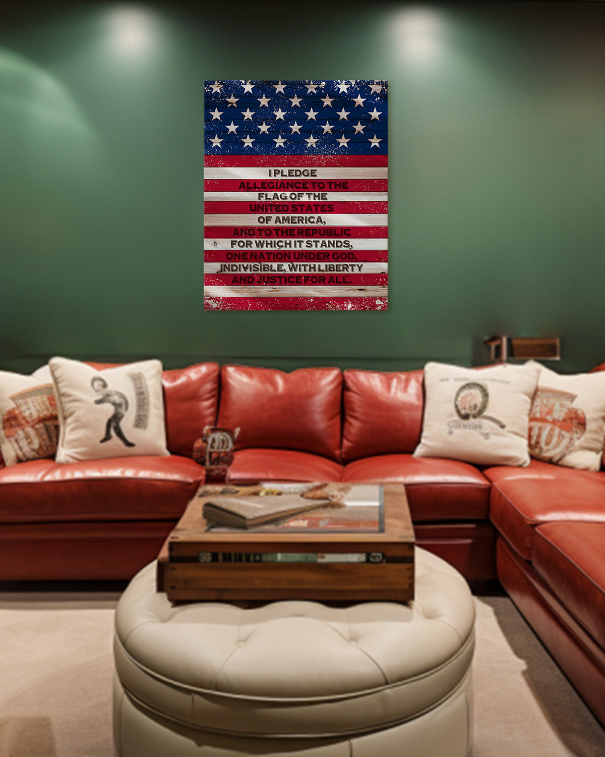 Pledge of Allegiance American Flag Wall Art - Patriotic Wall Decor - Memorial Day, 4th of July Canvas - Gift for Americana, US History Buffs, Military Veterans, Patriots