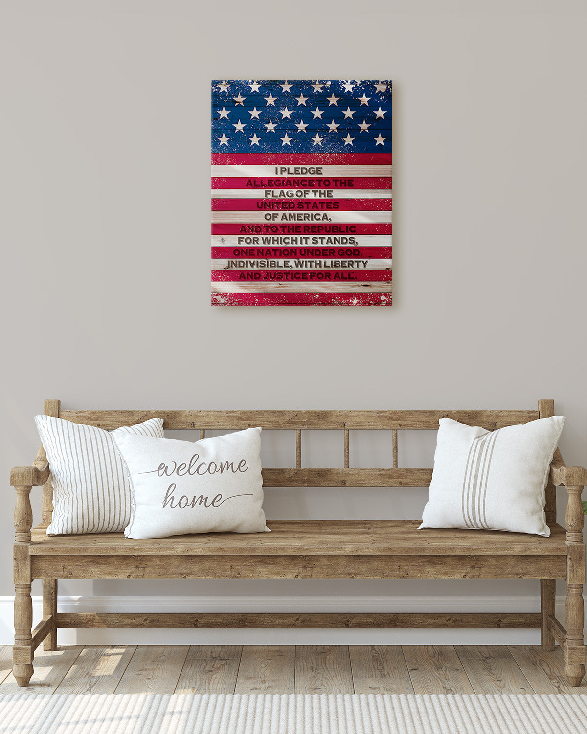 Pledge of Allegiance American Flag Wall Art - Patriotic Wall Decor - Memorial Day, 4th of July Canvas - Gift for Americana, US History Buffs, Military Veterans, Patriots