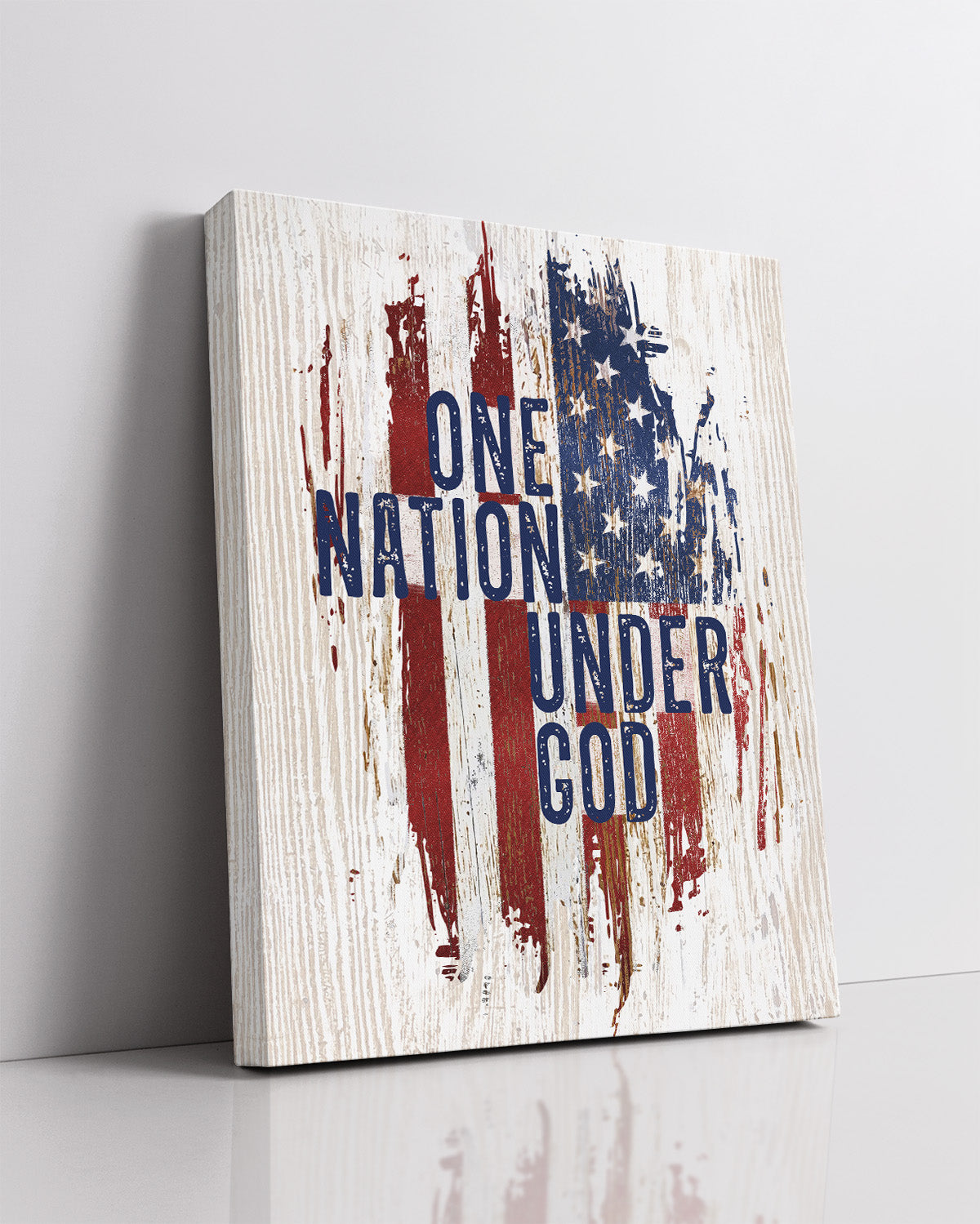 One Nation Under God American Flag Wall Art - Patriotic Wall Decor - Memorial Day, 4th of July Canvas - Gift for Americana, US History Buffs, Military Veterans, Patriots