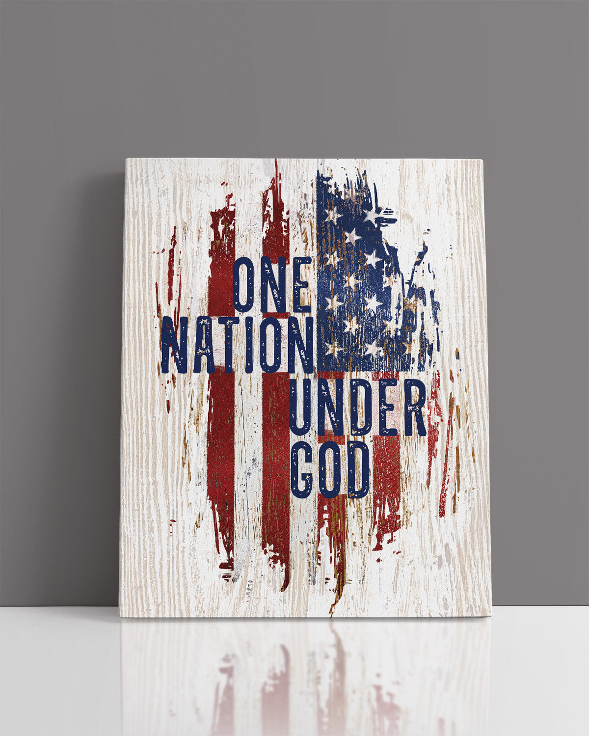 One Nation Under God American Flag Wall Art - Patriotic Wall Decor - Memorial Day, 4th of July Canvas - Gift for Americana, US History Buffs, Military Veterans, Patriots